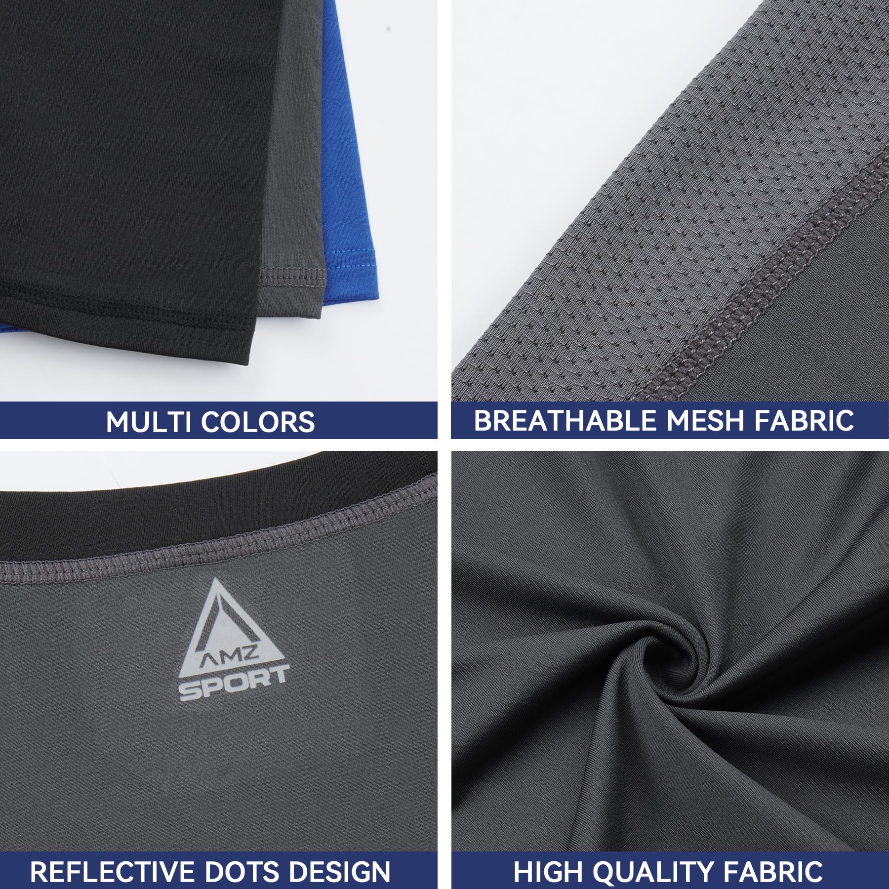 AMZSPORT Maglietta a Compressione da Uomo, a Maniche Corte, Funzionale, Cool Dry, per Allenamento e Corsa