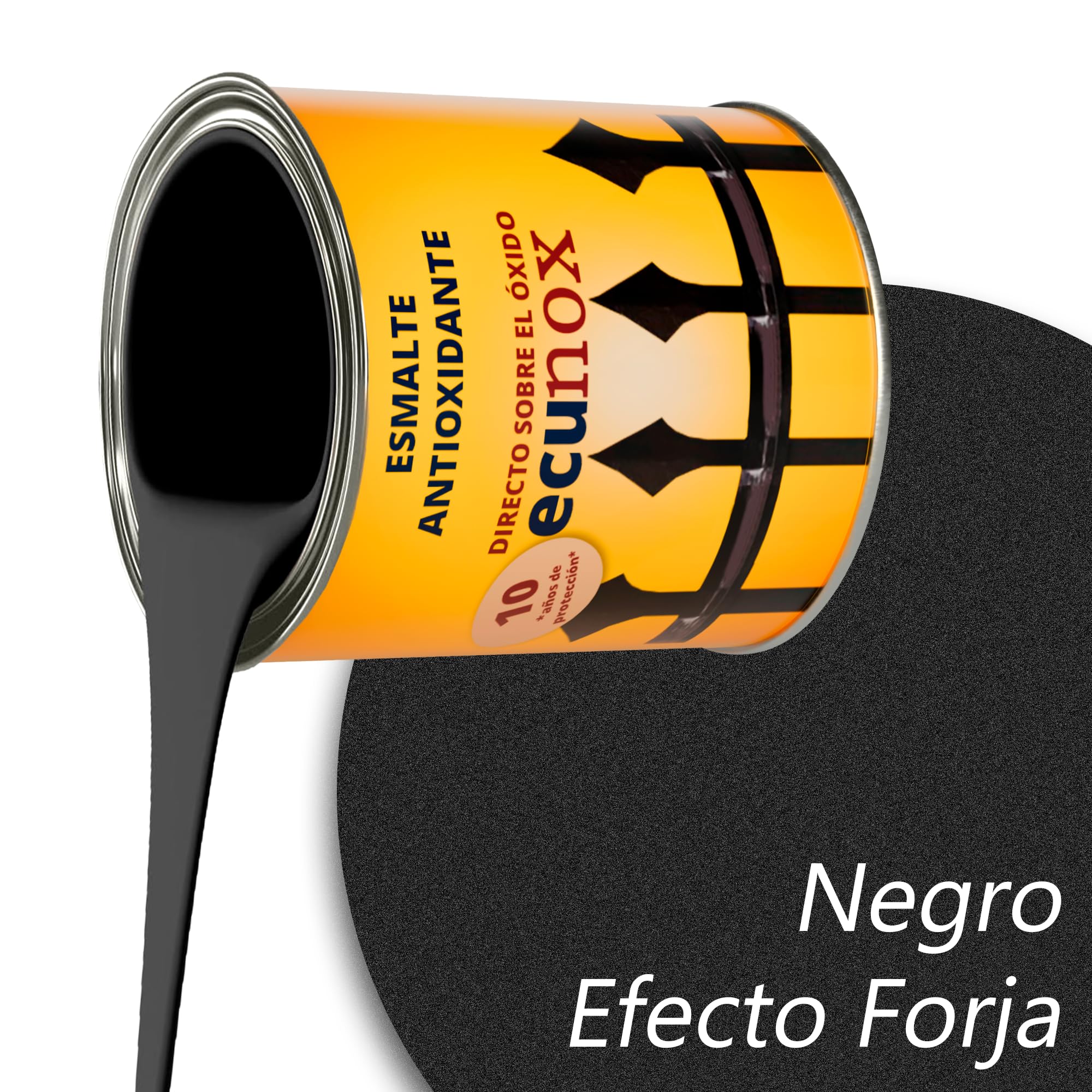 PINTURAS ECU - Esmalte Antioxidante - Esmalte directo sobre óxido - Color Negro Forja - 750 ml - Pintura antioxido metal - Superficie Exterior e Interior - Acabado Mate y de Rápido Secado