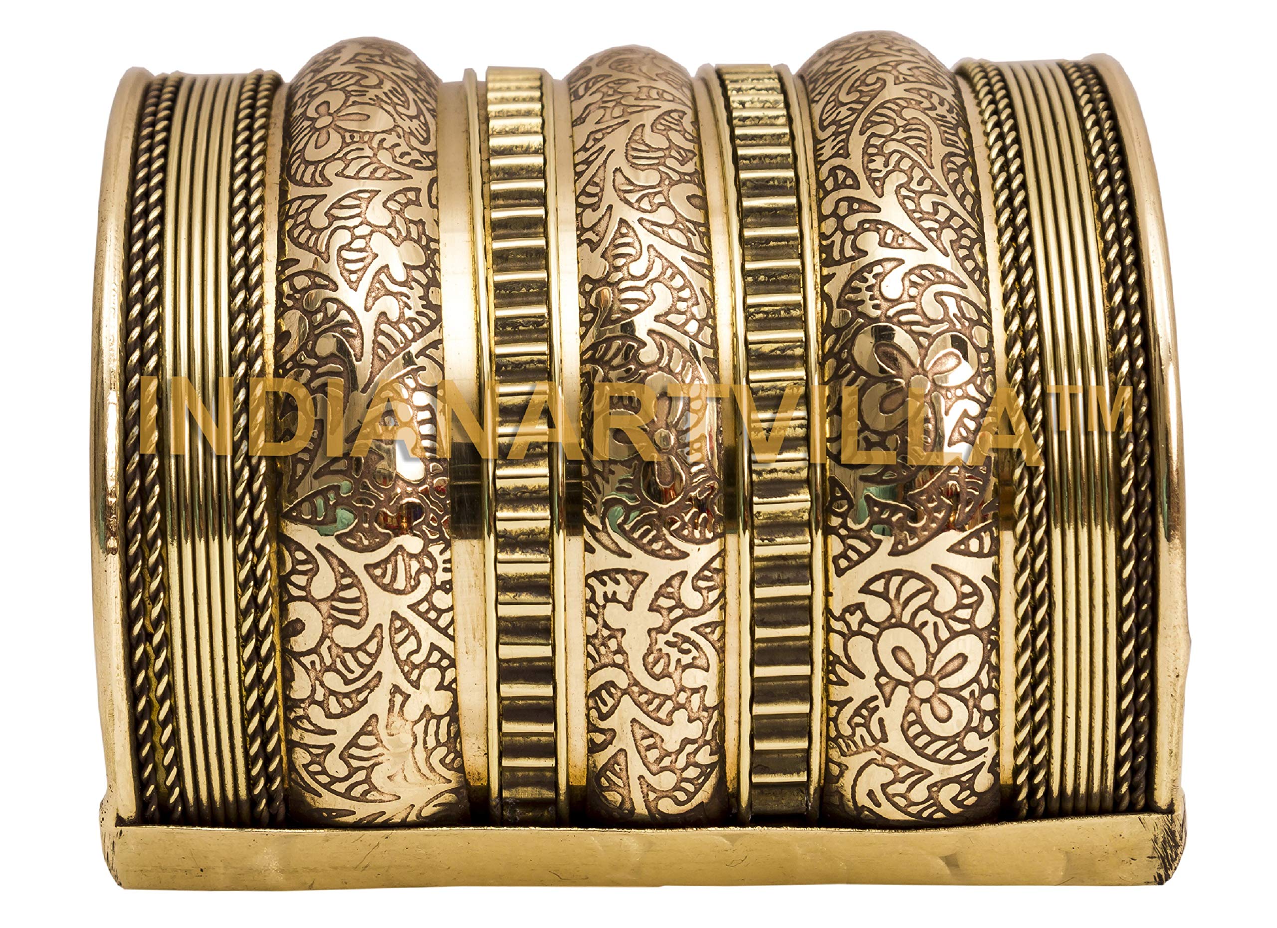Indian Art Villa7.5' Width Brass Antique Rare Design Openable Cuff Kada Bracelet Bangle | Fashionable Wearing for Men & Women Collectibles Gift Item