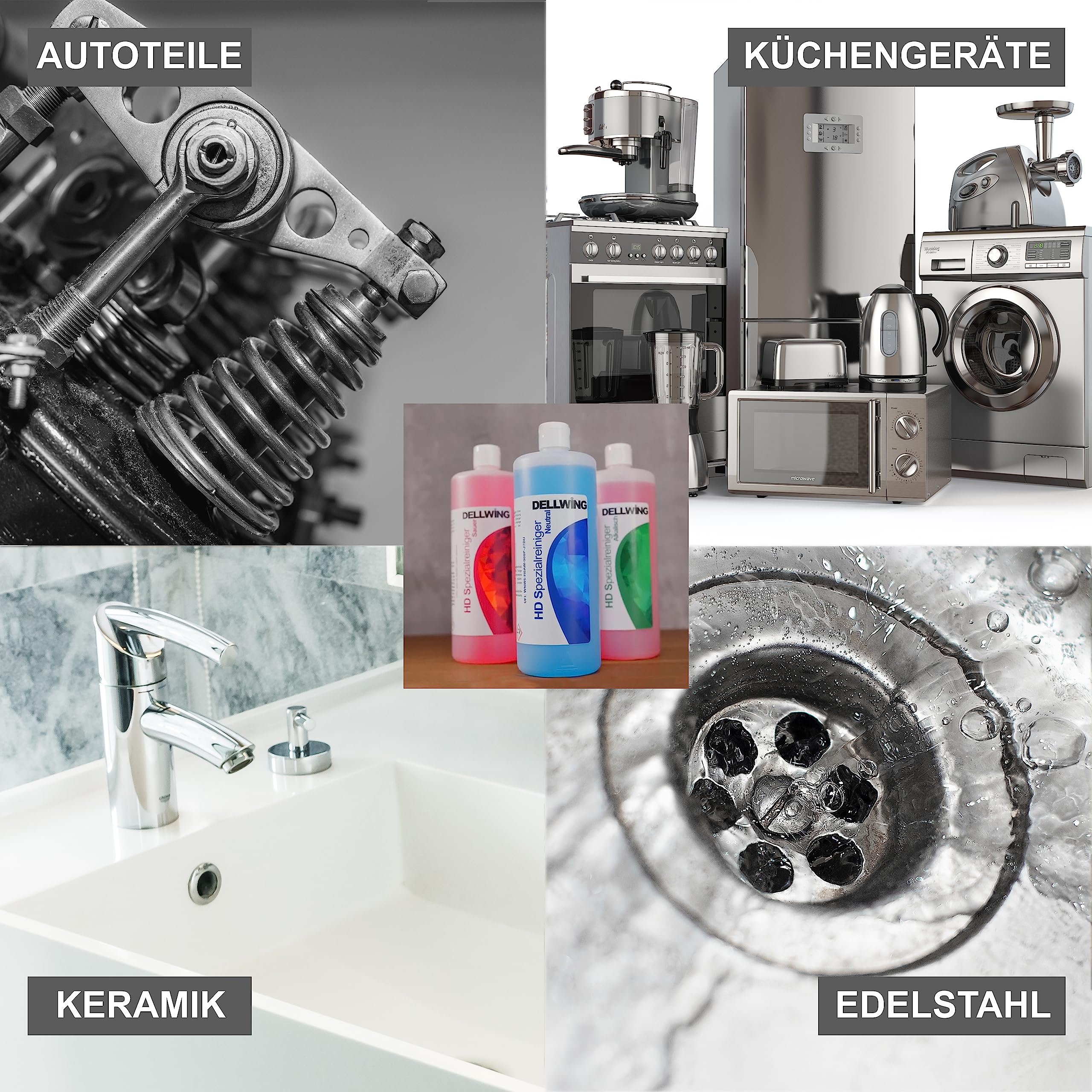 DELLWING HD Detergente speciale acido 5L - Concentrato di pulizia ad ultrasuoni premium per la pulizia di superfici in alluminio