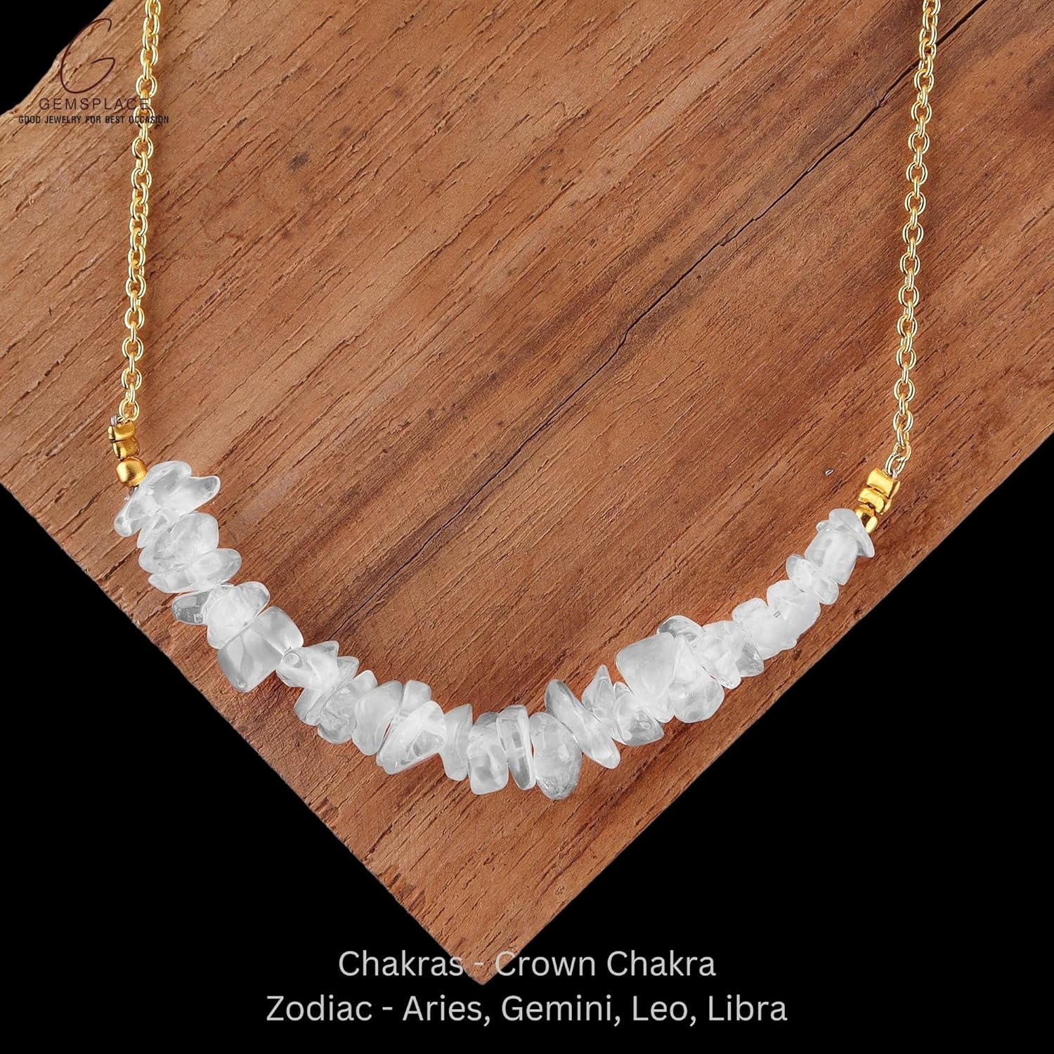 Natural Clear Quartz Chips Bar Necklace Birthday, Gift for Her, Gemstone Jewelry 18 inch AA Quality Chips beads size is 3-3.5 mm (Clear Quartz) - Image 4