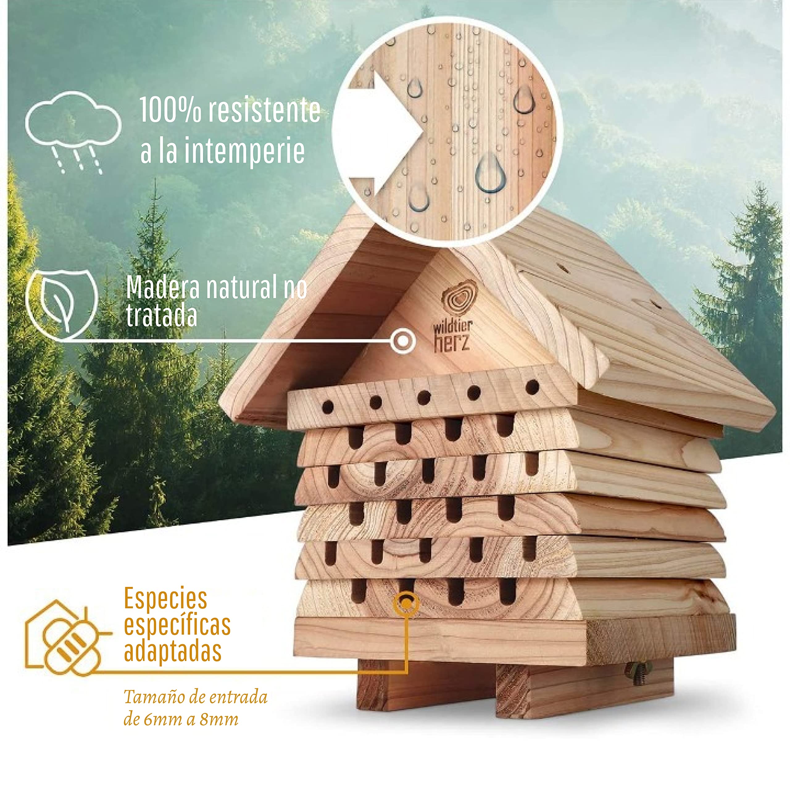 wildtier herz I Hotel Abejas - Cajas de Insectos para Abejas, Hotel de Insectos Madera, Refugio para Insectos