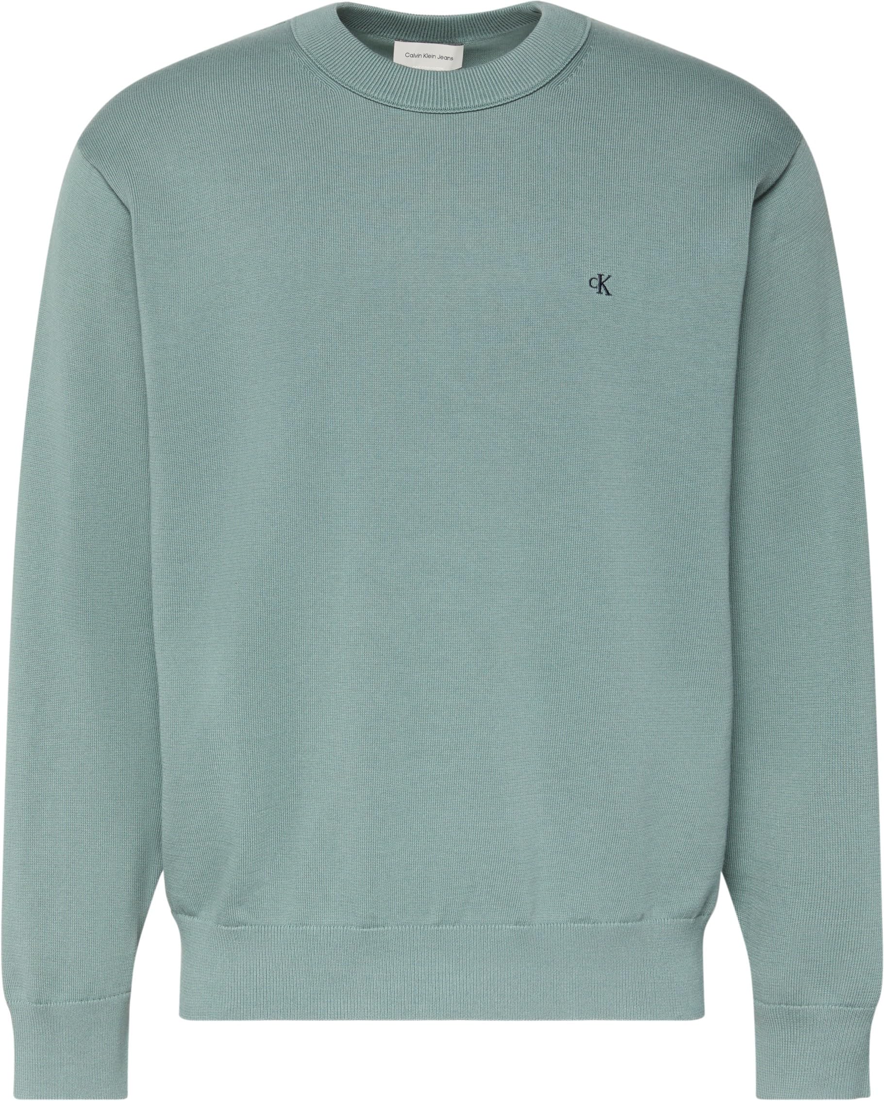 Calvin Klein Jersey Hombre Cotton Relaxed con Cuello Redondo, Gris (Autumn Green), 2XL