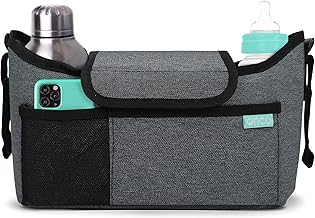 Onco Universal Pram Organiser Bag With Cup Holder & Phone Pocket - Multifunctional Buggy Organiser, Must-Have Accessories for Pushchair & Stroller
