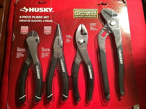 Miniatura 2 de Husky 861461 Juego de 4 alicates multiusos de alto apalancamiento con alicates diagonales, de nariz larga, junta deslizante y junta de ranura