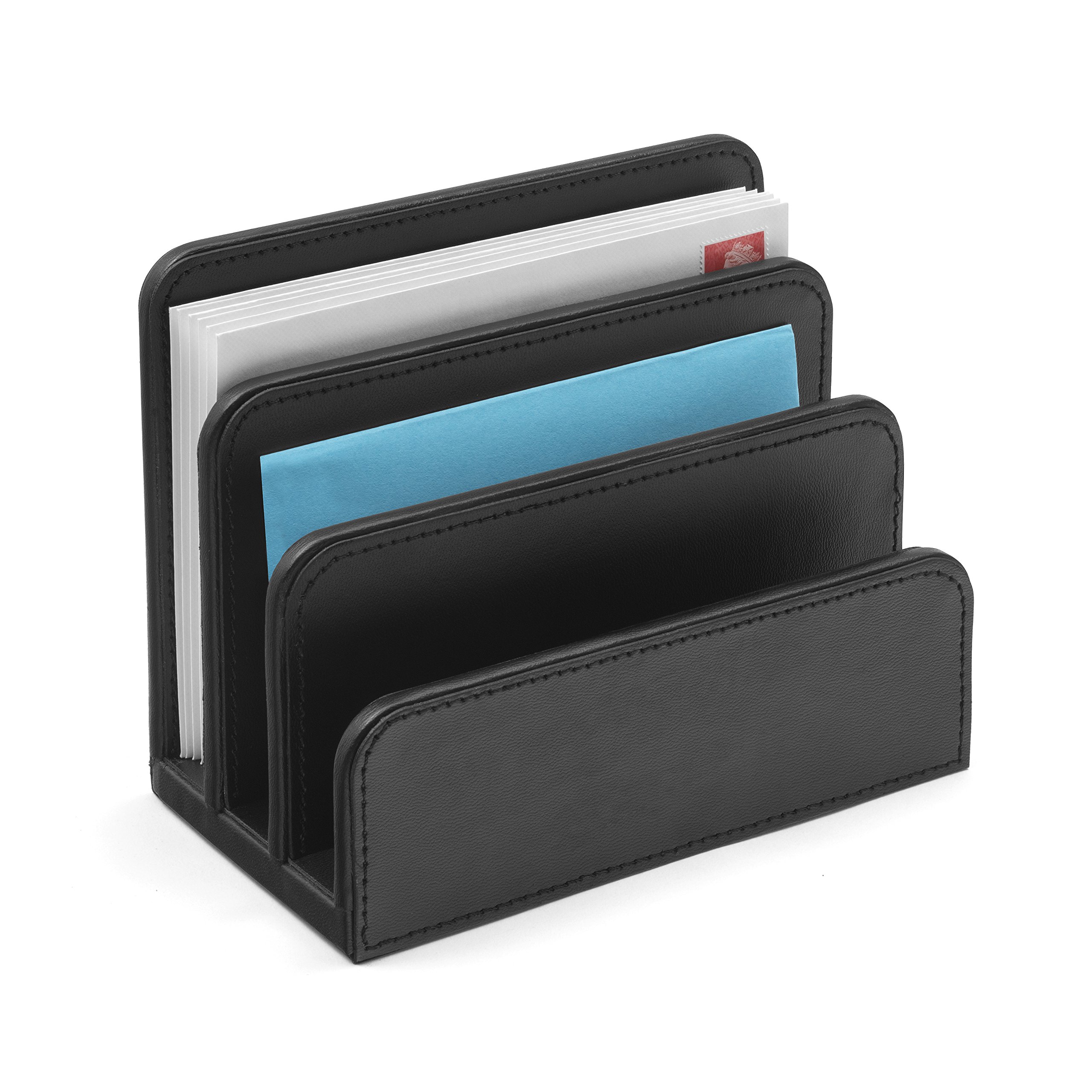 Amazon.com : OSCO Black Faux Leather Letter Holder | Mail Sorter