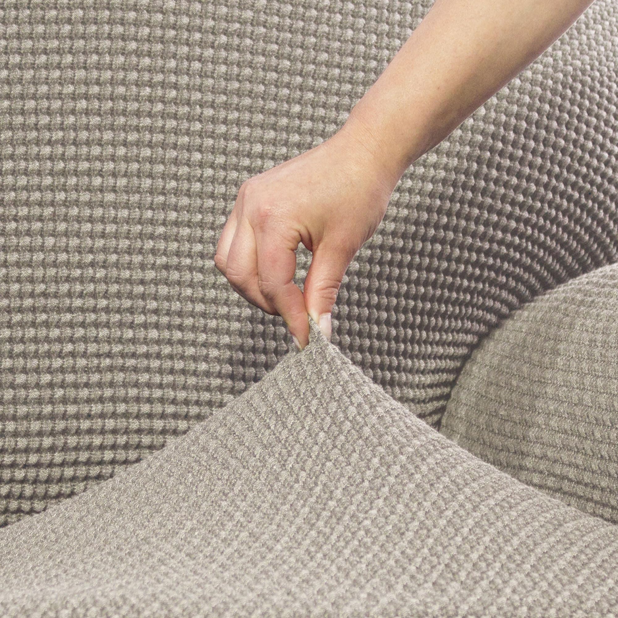 FAVERTI® Super elastische bankovertrek, compatibel met de KLIPPAN 2-zitsbank van IKEA | Model Noveel | ketel | kwaliteitsbescherming van jacquard-stof en katoengevoel