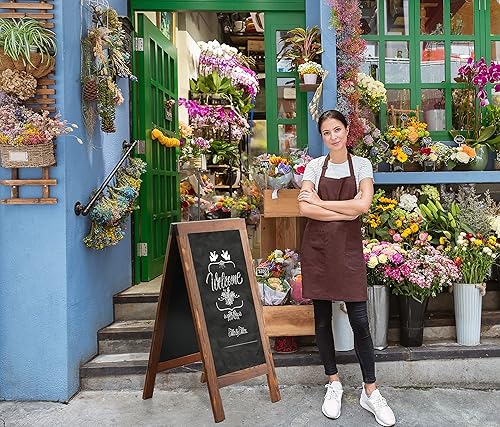 Miniatura 5 de Tablero sándwich de 40 x 20 pulgadas, paquete de 2 tableros de madera de pino maciza, color marrón rústico, pizarrón de tiza, letreros de pizarra