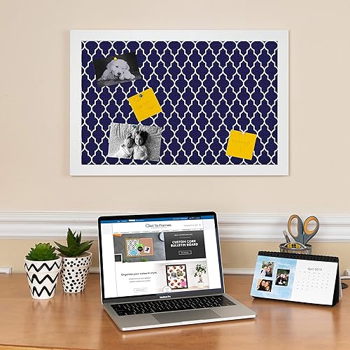 Miniatura 2 de PinPix Tablón de anuncios de corcho personalizado de 18.0 x 12.0 in, con un tablero de fotos estilo lienzo, enmarcado en marco blanco satinado