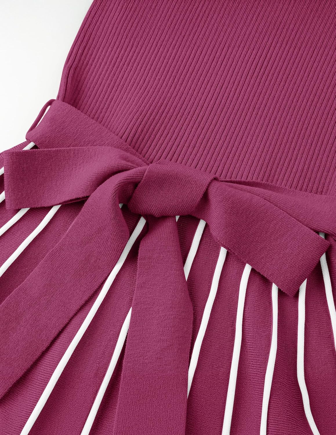 ZESICA Womens 2026 Spring Turtleneck Long Sleeve Sweater Dress Tie Waist Casual Loose Ribbed Knit A Line Midi Dresses - Image 6