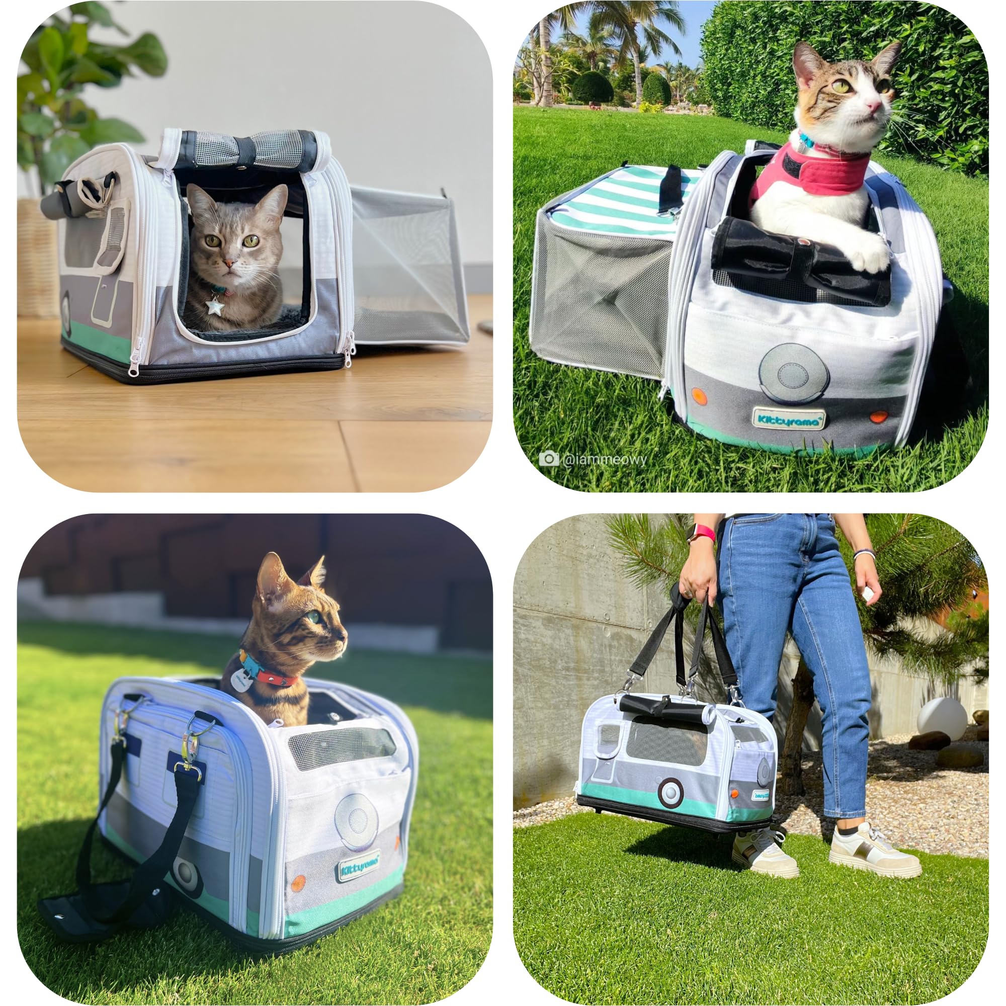 Kittyrama Soft-Sided Cat Carrier with Expandable Hideaway – Airline-Friendly Pet Travel Carrier, Top & Side Entry, Seatbelt Secure, Washable Mattress, Vet-Recommended Calming Den - image 4