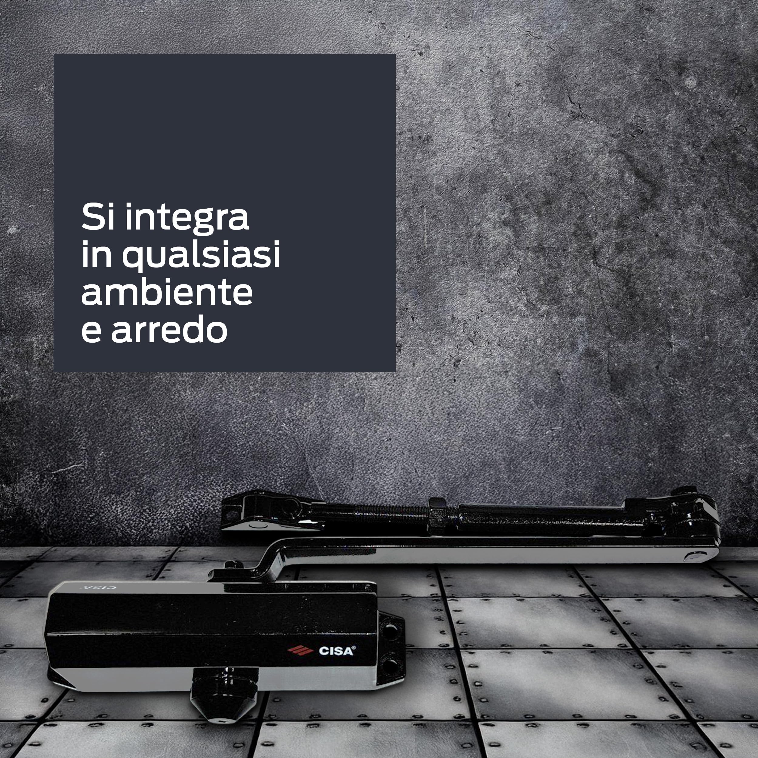 CISA - Chiudiporta CISA a Cremagliera con Arresto 16047103044 Serie 604 - Chiudiporta con Velocità di Chiusura Regolabile - Chiudi Porta per Porte Max 80 kg - Nero