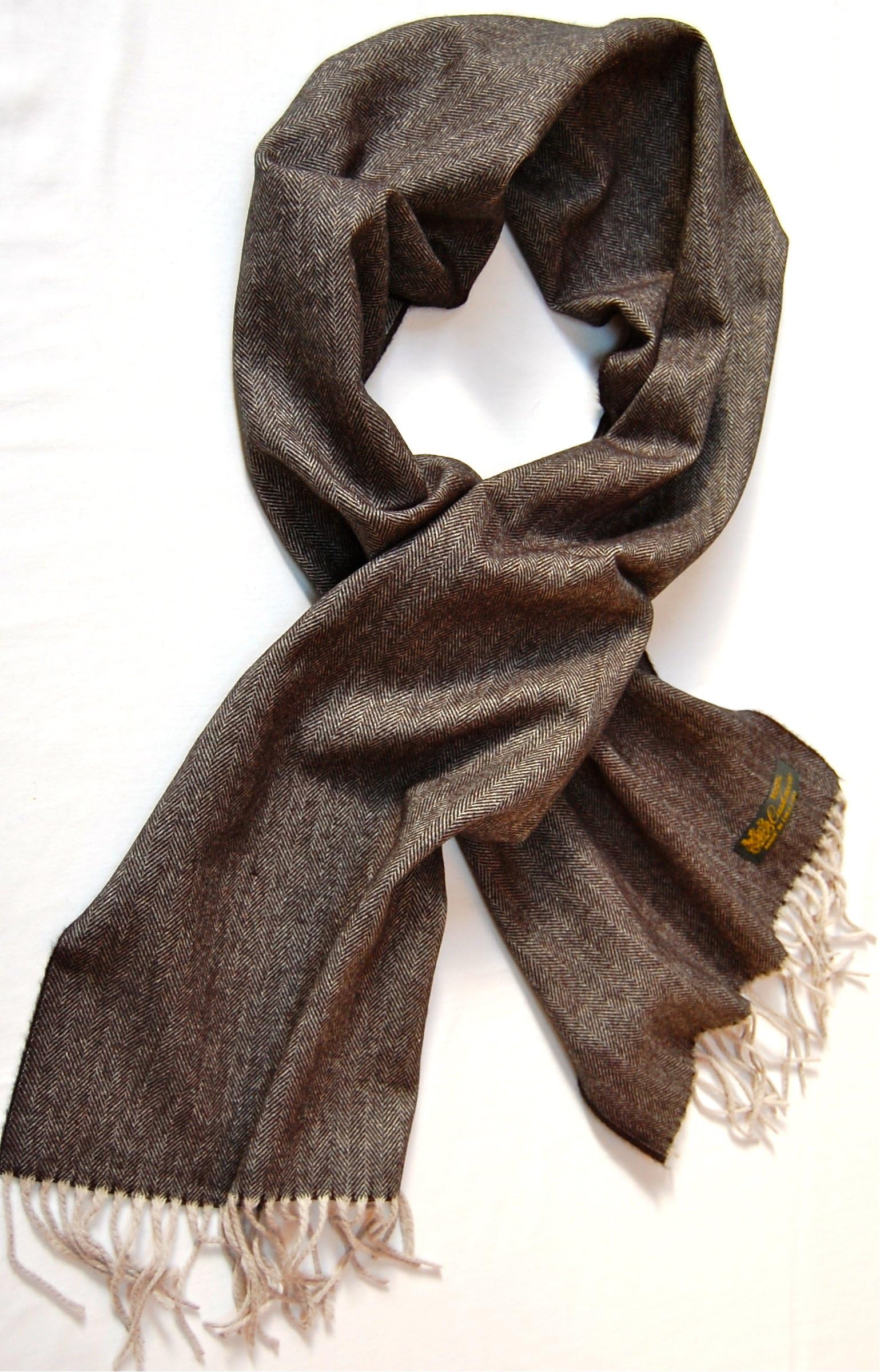 100% Cashmere Scarf Charcoal Herringbone
