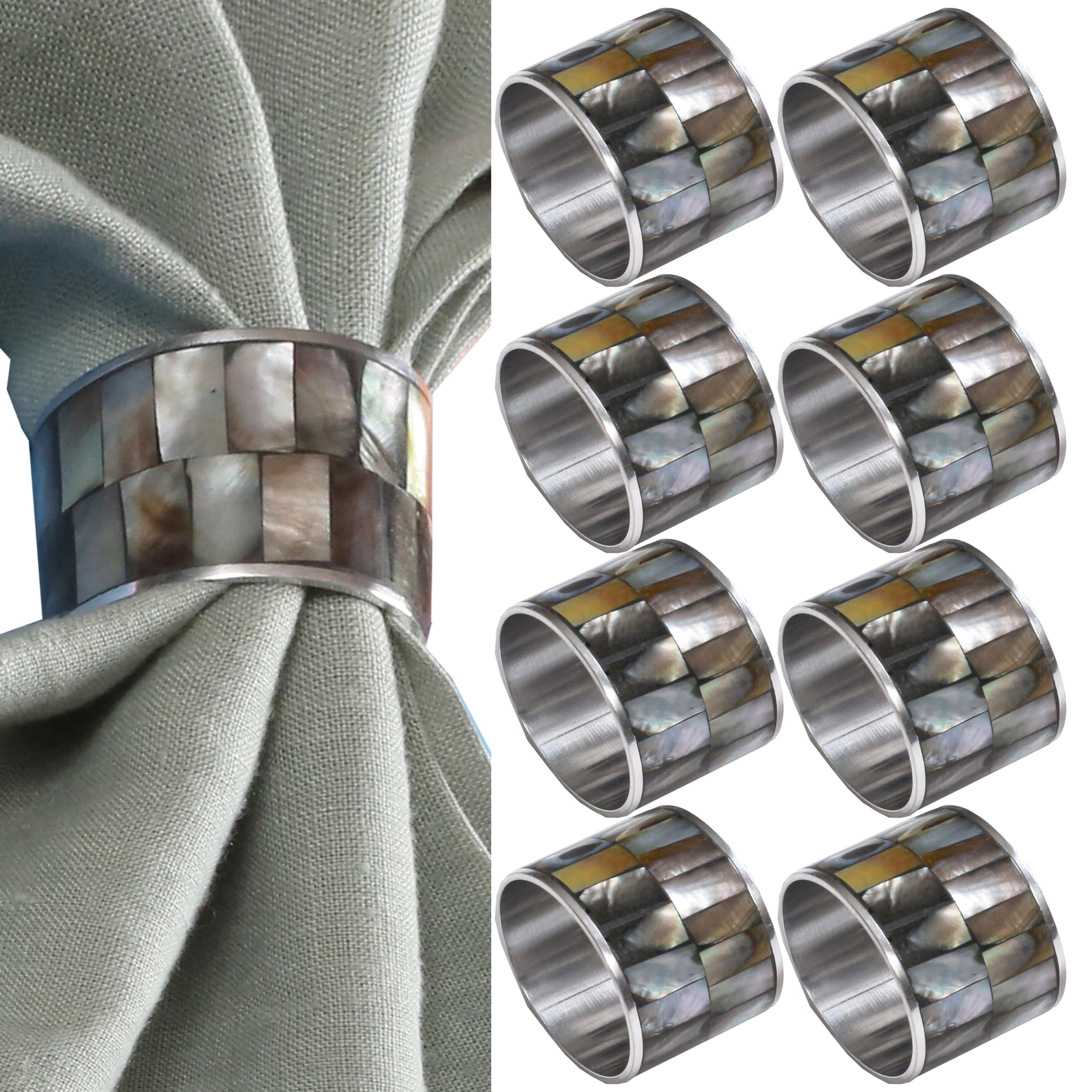 Set di 8 portatovaglioli per tavolo da pranzo, decorazione per feste, uso quotidiano, portatovaglioli in metallo, per decorare la tavola da pranzo, matrimoni, banchetti, feste, color argento wengé
