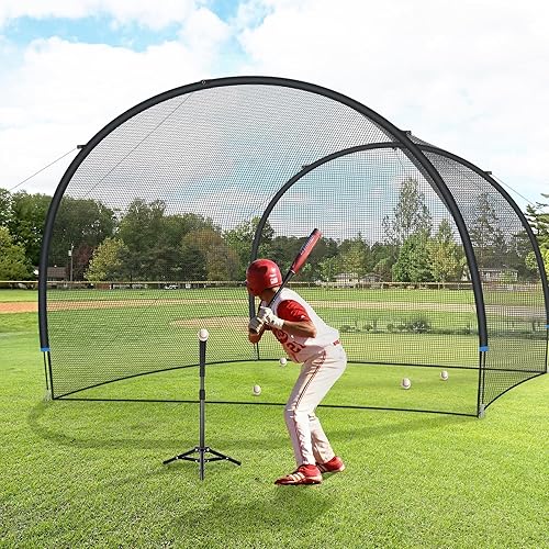 Miniatura 7 de Red de jaula de bateo de béisbol de 20 pies con red estilo calcetín, jaulas de bateo de béisbol, sóftbol y golf totalmente cerradas, marco completo