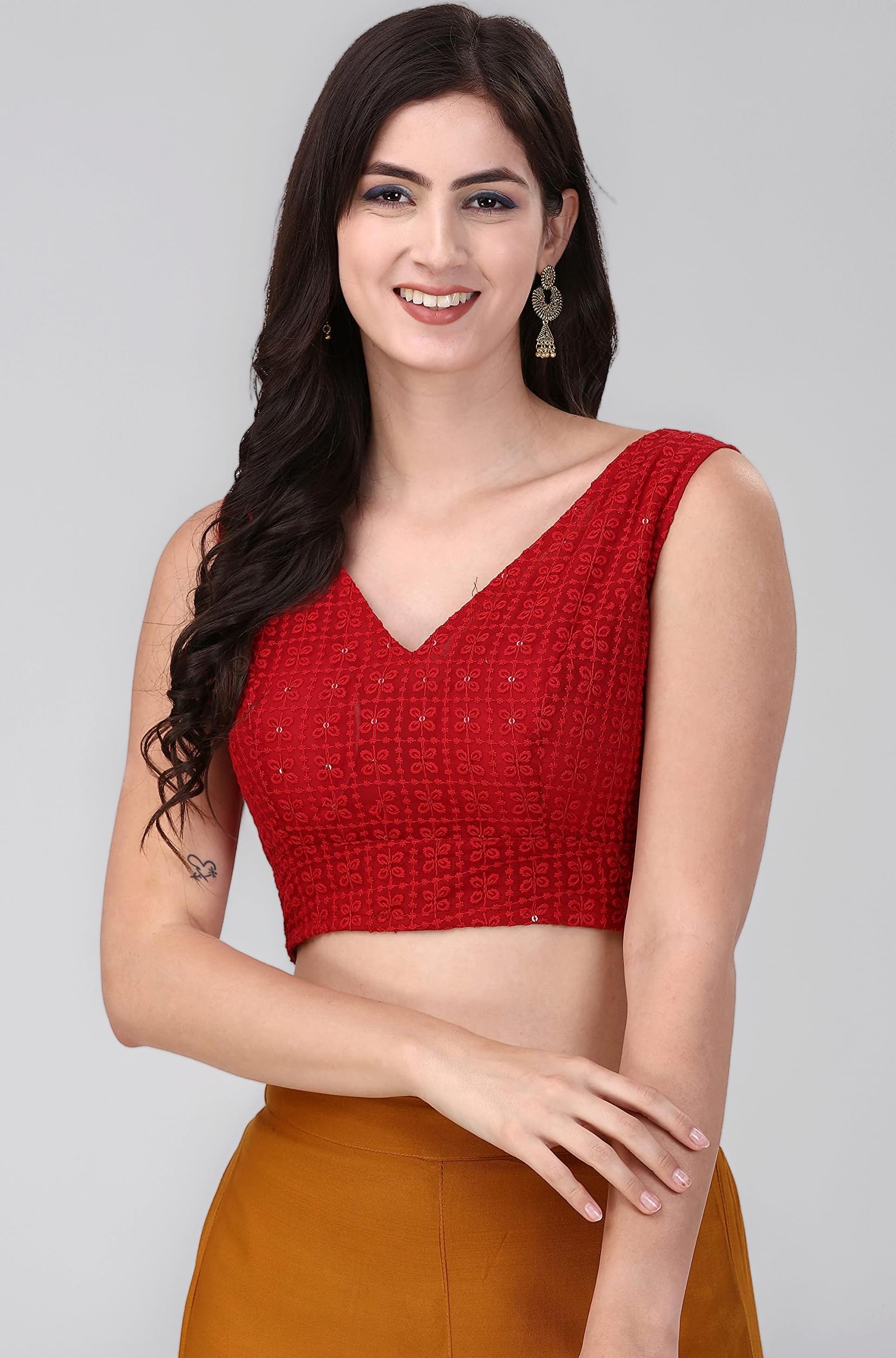 OOMPH! Women Cotton Sleeveless Readymade Blouse, Hakoba High Neck