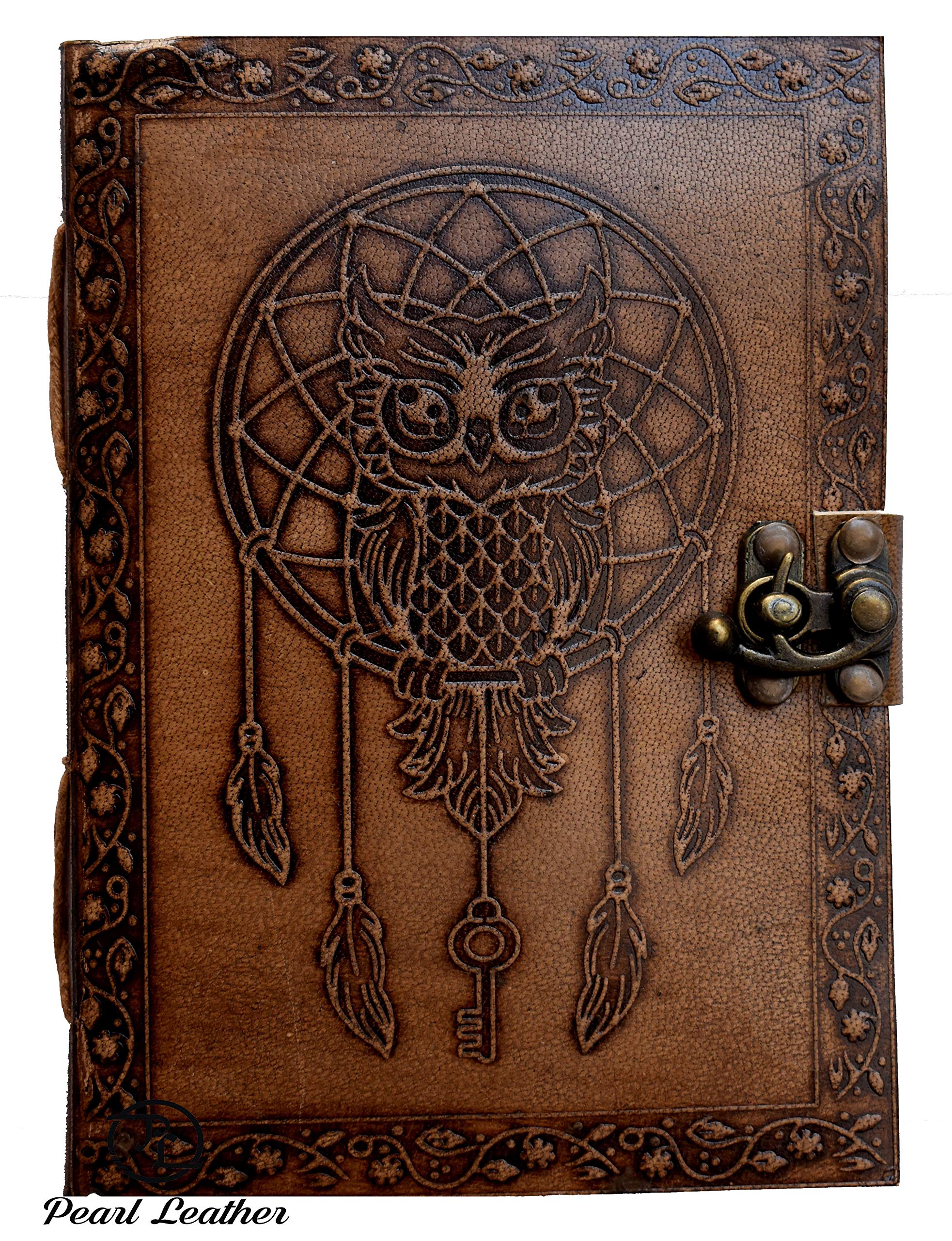 book of shadows journal blank dream catcher with owl leather witchcraft books grimoire spell sketchbook college poetry dotted personal unni notebooks