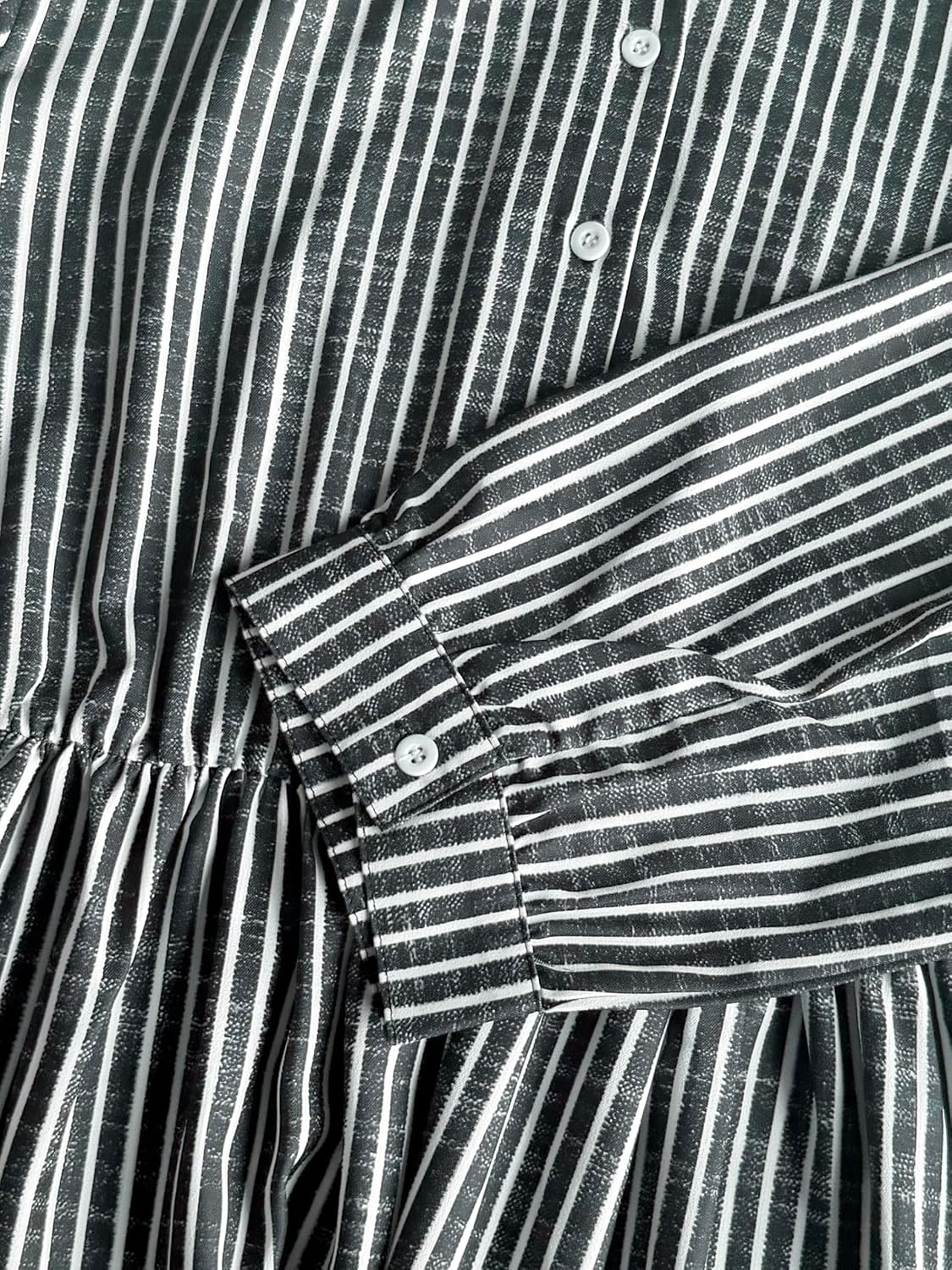 XNC Women's Blue and White Striped Shirt Maxi Dress 2026 Spring Fashion Collared Boho Breezy Print 3/4 Sleeve Long Dresses - Image 7