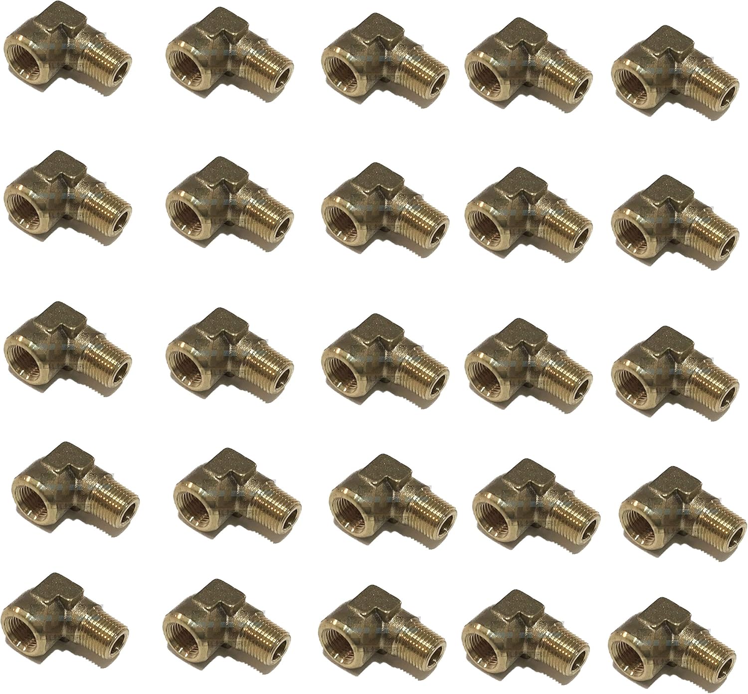 Forged Brass 90 Degree Street Elbow 1/8 Male NPT X 1/8 Female NPT Fuel / AIR/ Water / Oil/ Gas WOG (Qty 025)