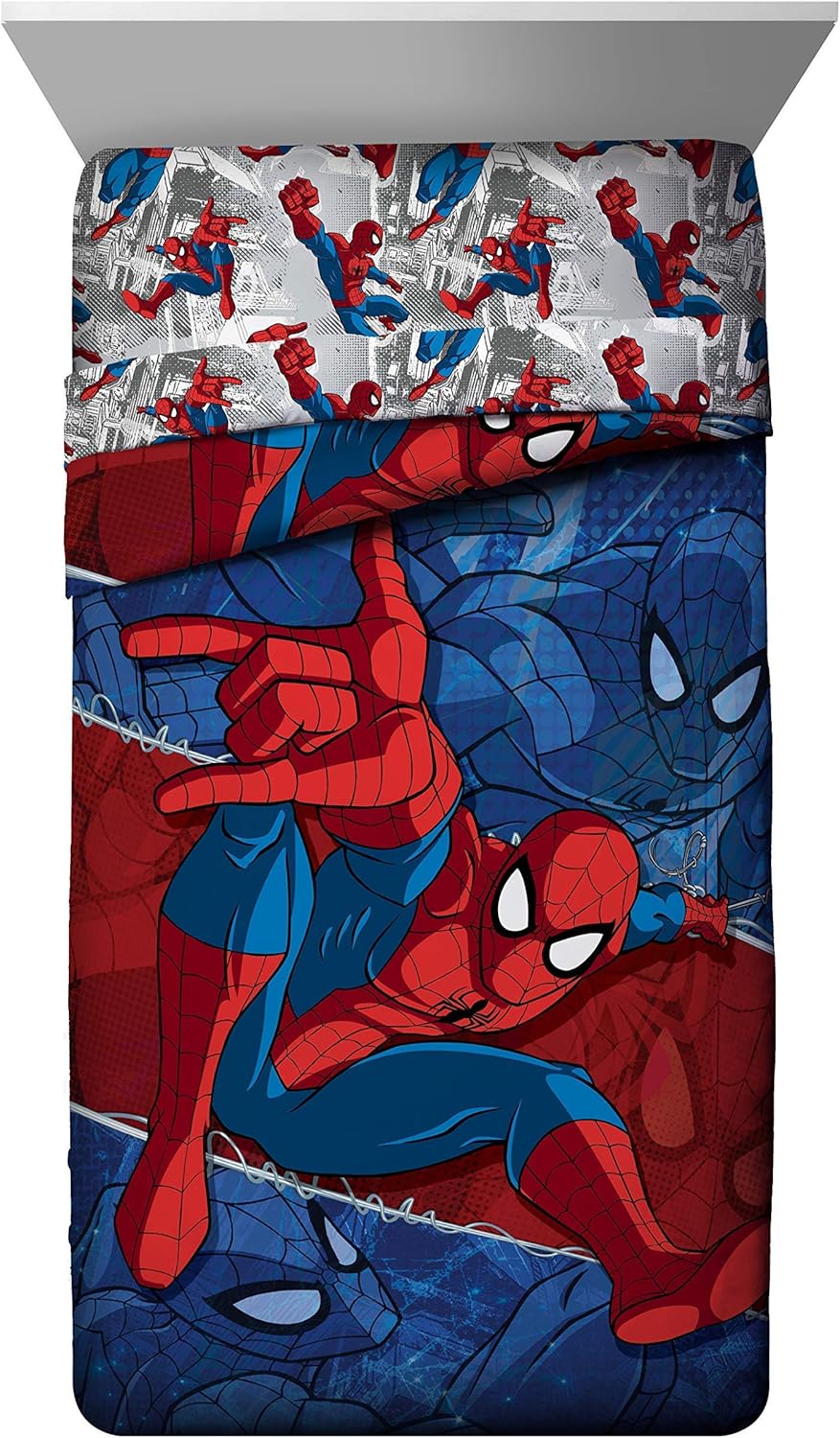 Suреr Chеар 🛒 Jay Franco Marvel Spiderman Burst 6 Piece Bedroom Bundle - Includes Comforter, Sheet Set & Window Drapes (Official Marvel Product)