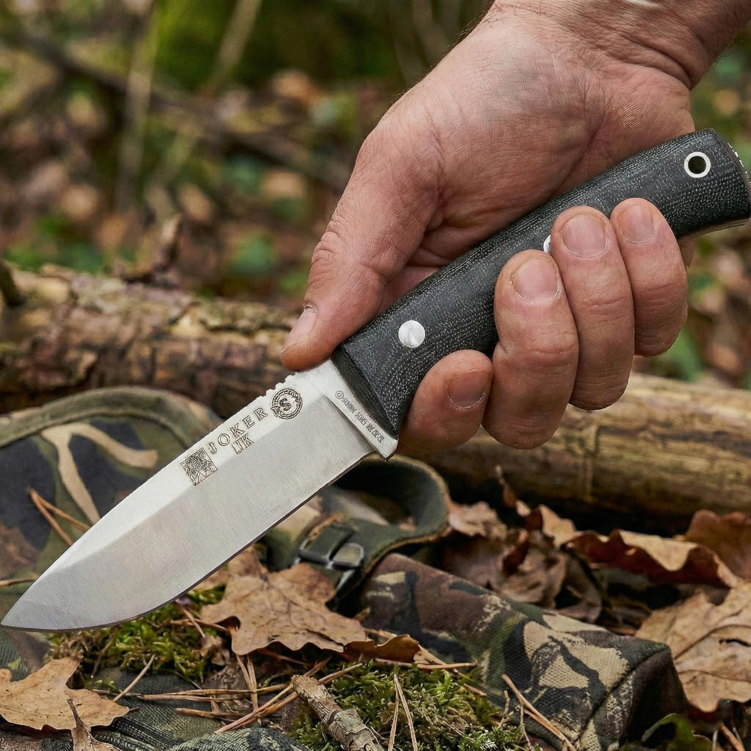 Survival Knife Joker Lynx CM111-K, micarta Canvas Handle with red