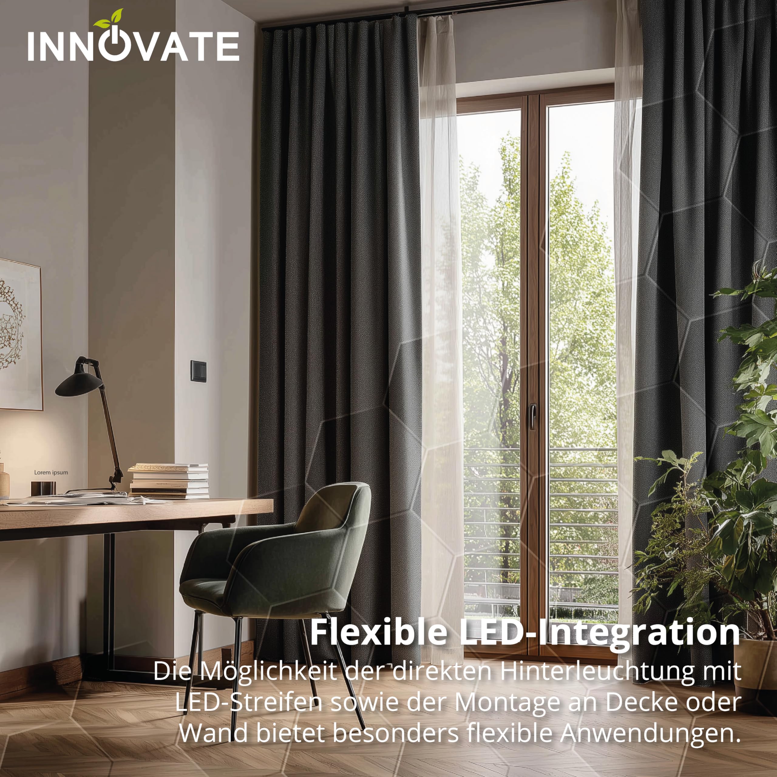 INNOVATE Gardinenschiene 2-läufig Alu Weiß 2m I Vorhangschiene 2-läufig | Gardinenstange Aluminium LED Streifen Gardinen 2000x95x14 mm I Vorhangstange Schiebegardinen Vorhänge Schiebevorhang Decke