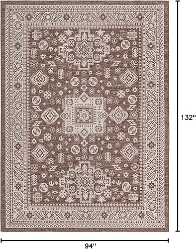 Miniatura 569 de Rugs.com Outdoor Aztec Collection Alfombra – 4 x 6 pies alfombra de tejido plano gris carbón perfecta para salas de estar, grandes comedores, planos