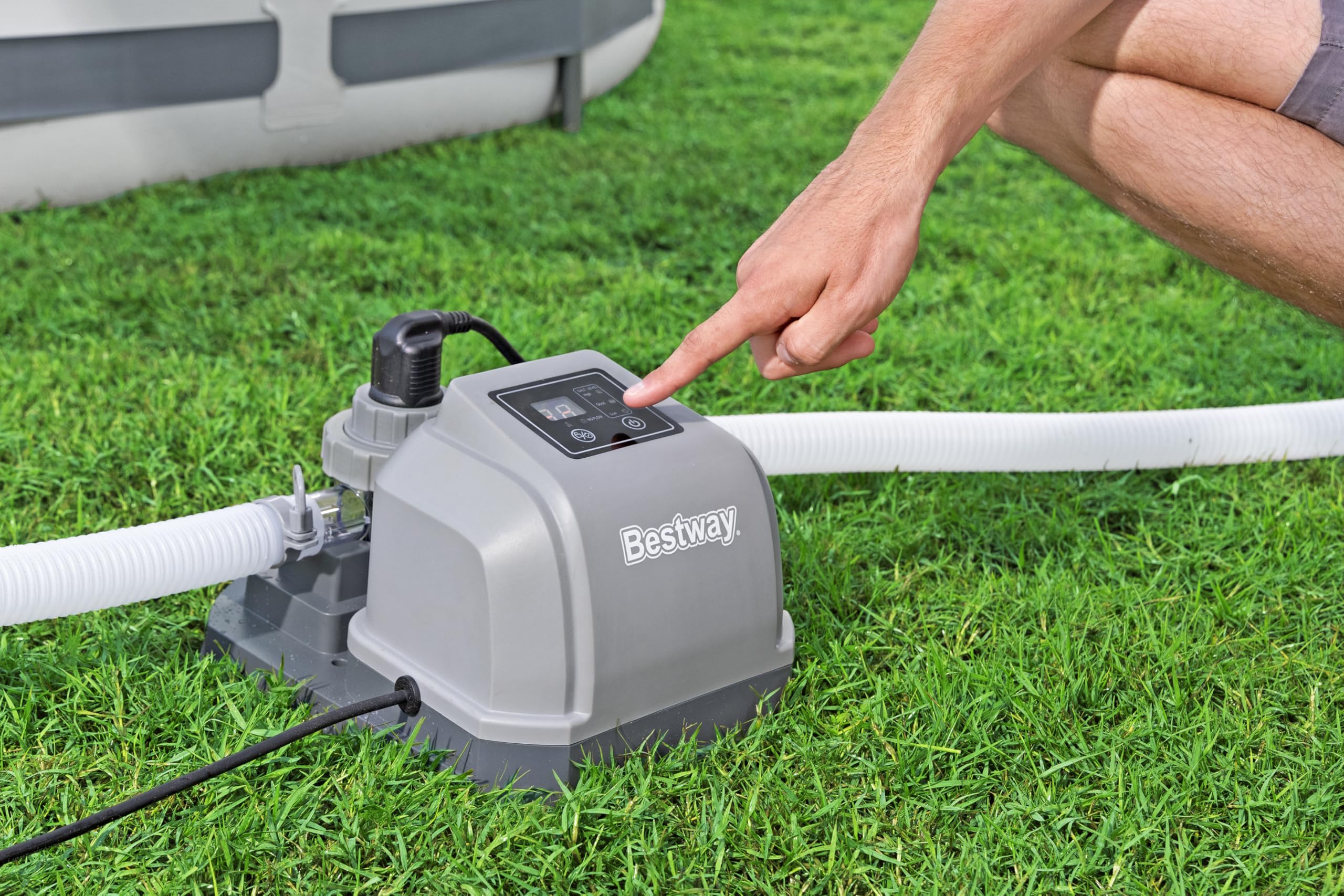 Bestway Salzwasser-Chlorinator Hydrogenic, 2 g/h, 19 W, Pool bis 8.327 Liter, Selbstreinigung, Automatische Tastensperre, GS-Zertifiziert, Chlorersatz, Haut- und augenschonend