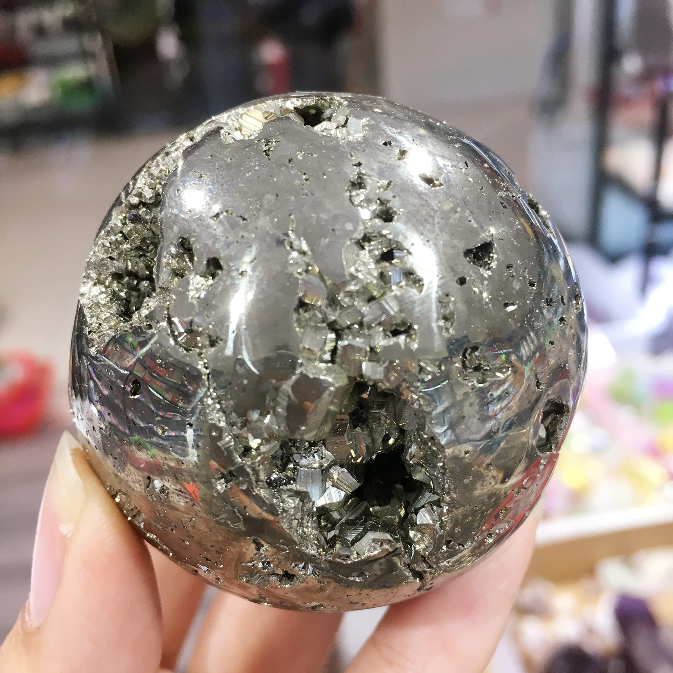 Cristallo 4.5-5CM Geode di pirite Naturale Sfera Campioni di Ferro Dorato Cristalli e Pietre I Regali di geode Possono Essere utilizzati for Pietre Naturali PEIQIYIN Decorazione della Stanza
