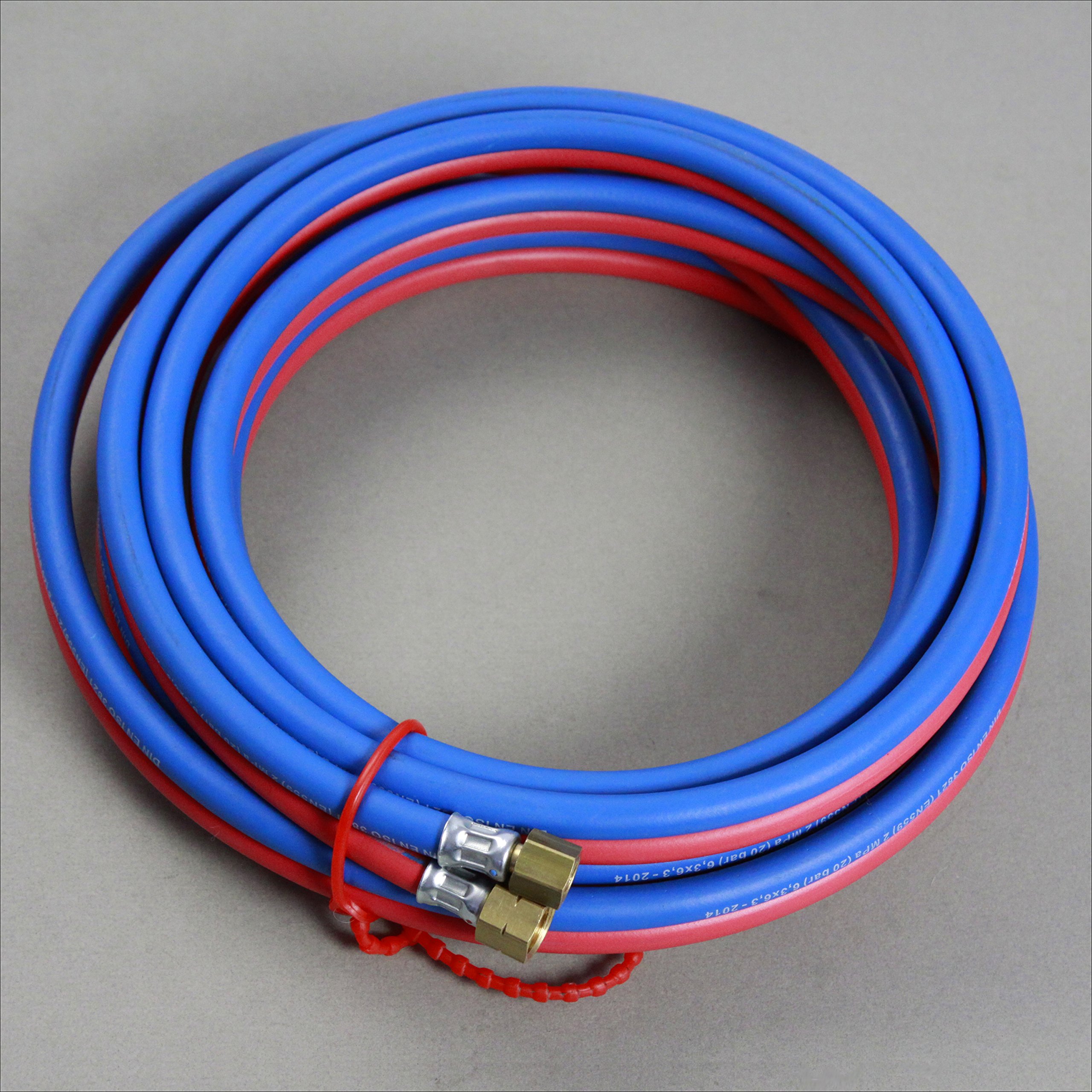 Lüdenbach Autogen-Schlauch, 10m, 9/6mm innen - 16/16mm außen, Azetylen-Sauerstoff, Blau, Gummi, 1 Stück