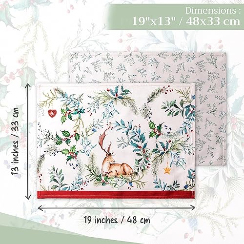 Miniatura 4 de Maison d' Hermine - Juego de 4 manteles individuales de 100 % algodón, decorativos y lavables, para regalos, comedor, hogar, boda, banquete, bufé,