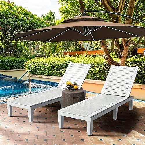 Miniatura 2 de YITAHOME Juego de 4 tumbonas para exteriores con respaldo ajustable, tumbonas resistentes para patio y piscina, fácil montaje, impermeables y