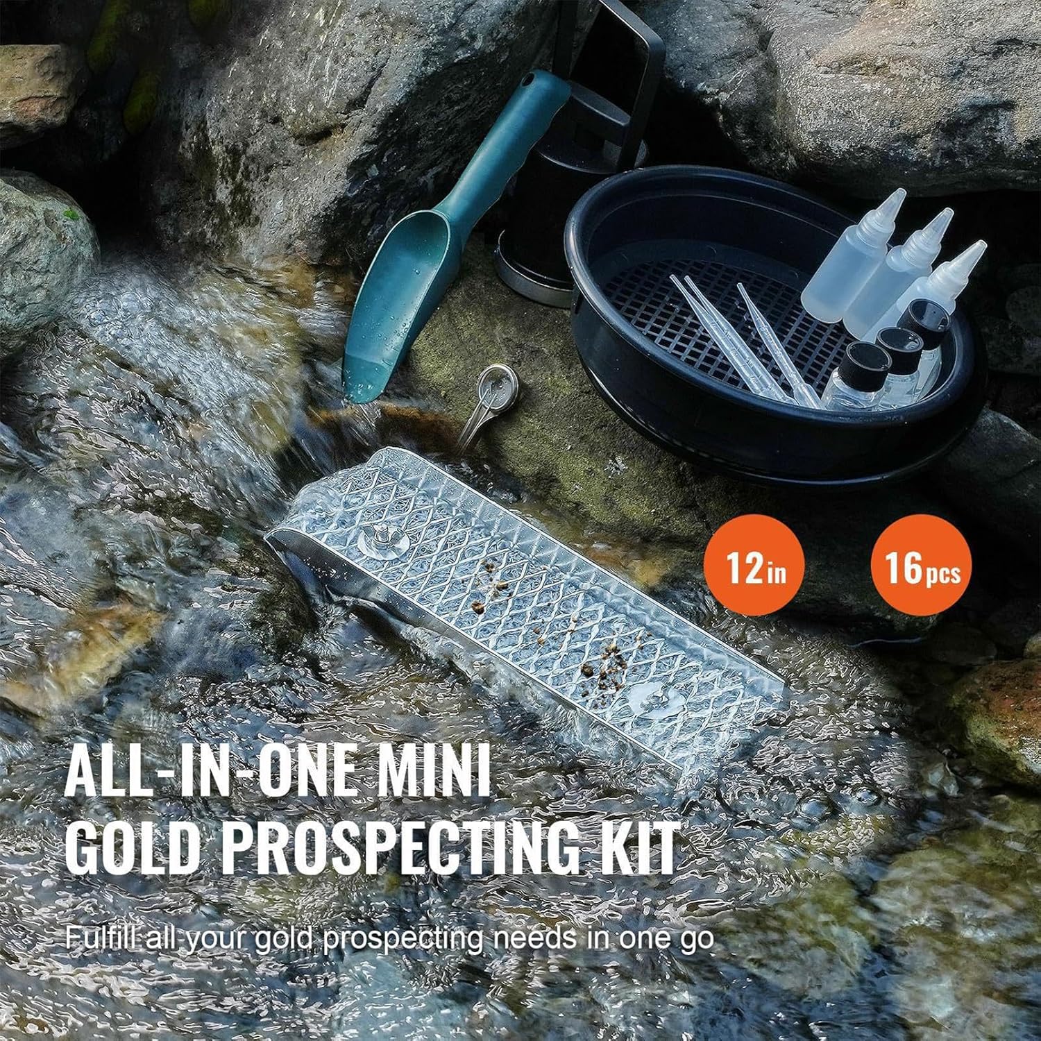 Gold Panning Kit | Small Metal Toys - Gold Mining Kit with Classifier Pan | for Outdoor Lake River Stream Mountain Exploration Adventure