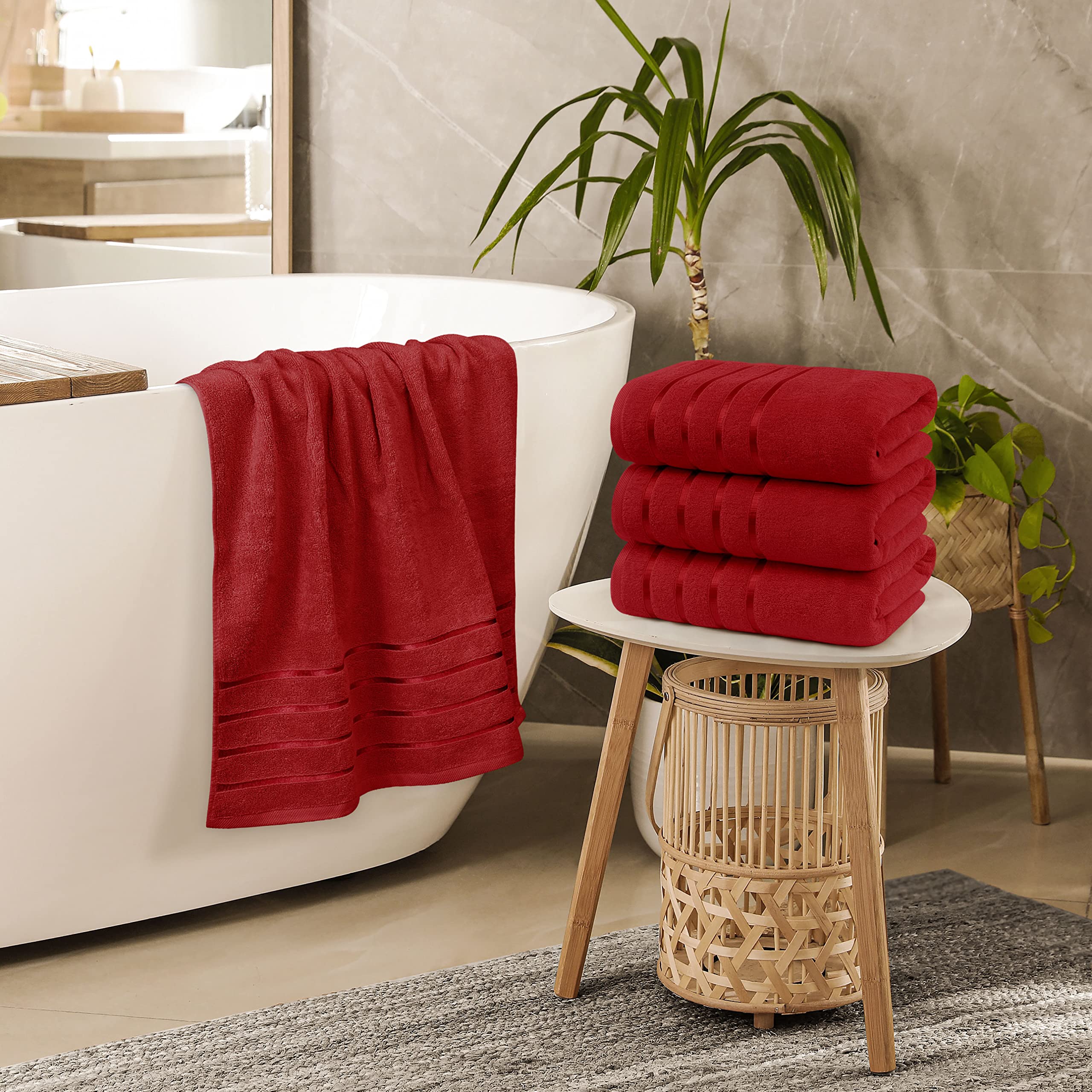 Utopia Towels Set di 4 asciugamani da bagno oversize in viscosa di alta qualità, in cotone filato ad anello (68 x 137 cm), altamente assorbenti, ad asciugatura rapida, per bagno, spa, hotel e palestra