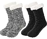 BenSorts Men Fuzzy Slipper Socks with Grippers Non Slip Indoor House Socks Christmas Gifts