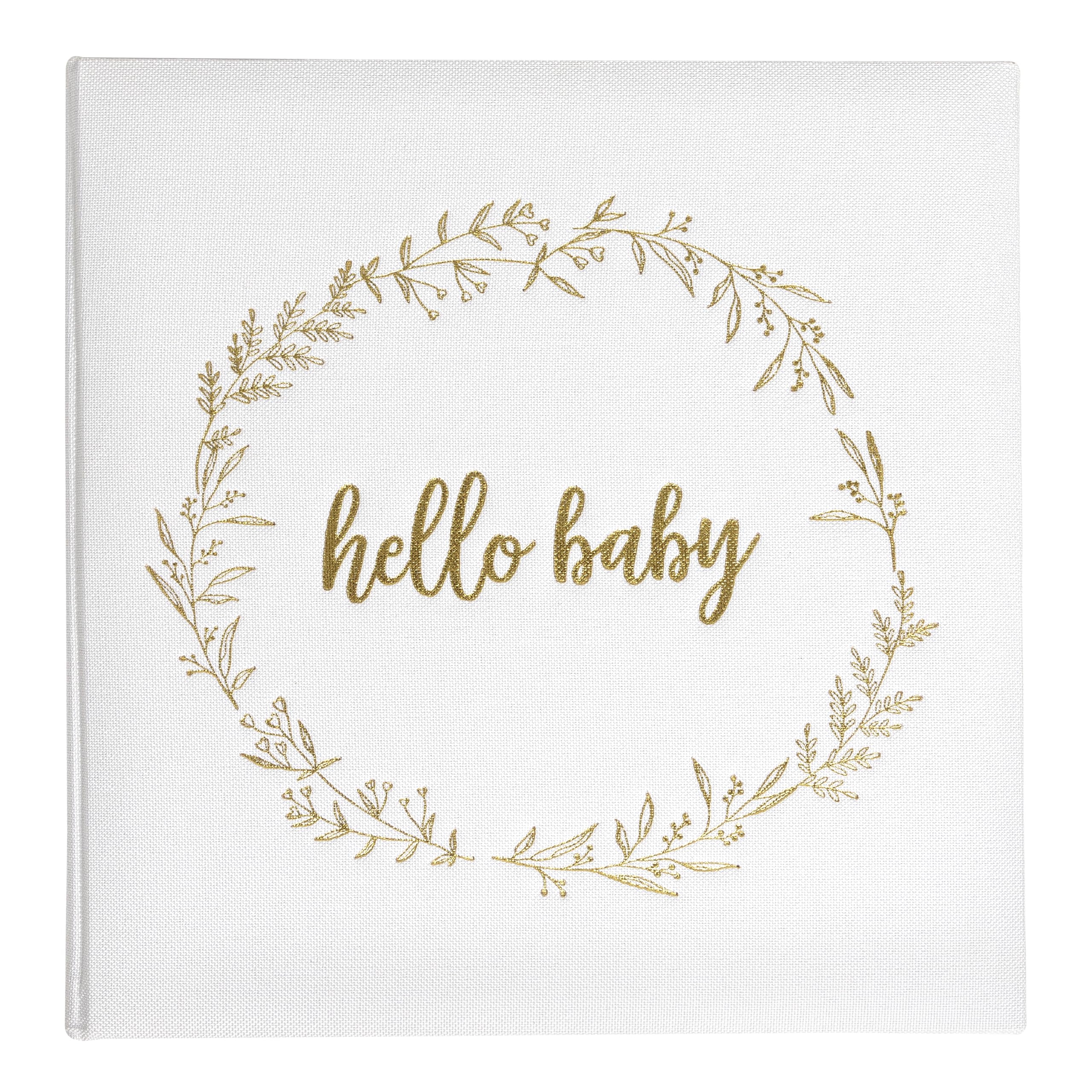 Kate & Milo Linen Baby Book, First 5 Years Memory Book, Newborn Milestone Journal, Baby Boy and Baby Girl Keepsake, White and Gold