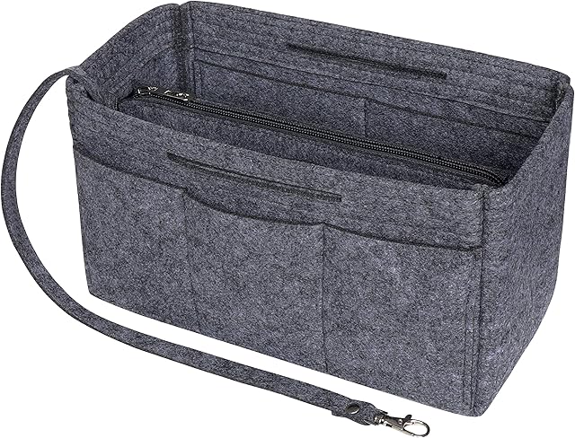 Soyizom Filcowy organizer do torebki, wkładanie torby do kieszeni, wkładanie do torebki (6 kolorów, 3 rozmiary), ciemnoszary, Medium: 25 (L) x 13 (B) x 15 (H) cm