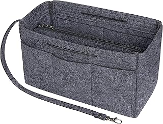 Felt Tote Handbag Purse Organiser 2in1 Bag Tote Insert Bag in Bag Handbag Liner Tote Organiser Bag Pouch（Dark Grey，Large