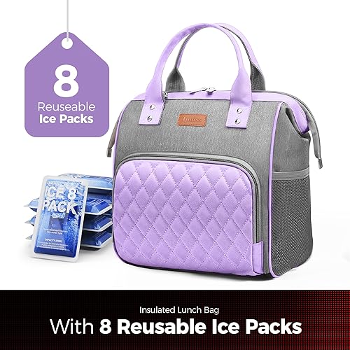 Miniatura 9 de Bolsa de almuerzo para mujeres aisladas lonchera para mujeres y adultos, bolsa grande a prueba de fugas para el almuerzo para mujeres con correa