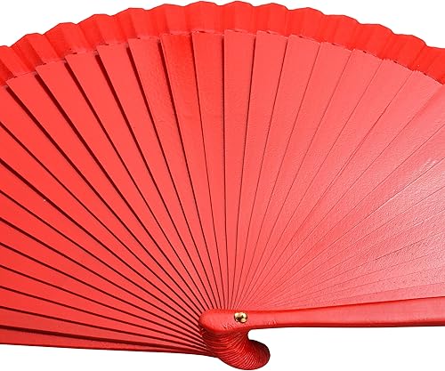 Miniatura 4 de Abanico plegable español para mujer, ventilador de mano de madera vintage para fiesta de baile y regalo (rojo)