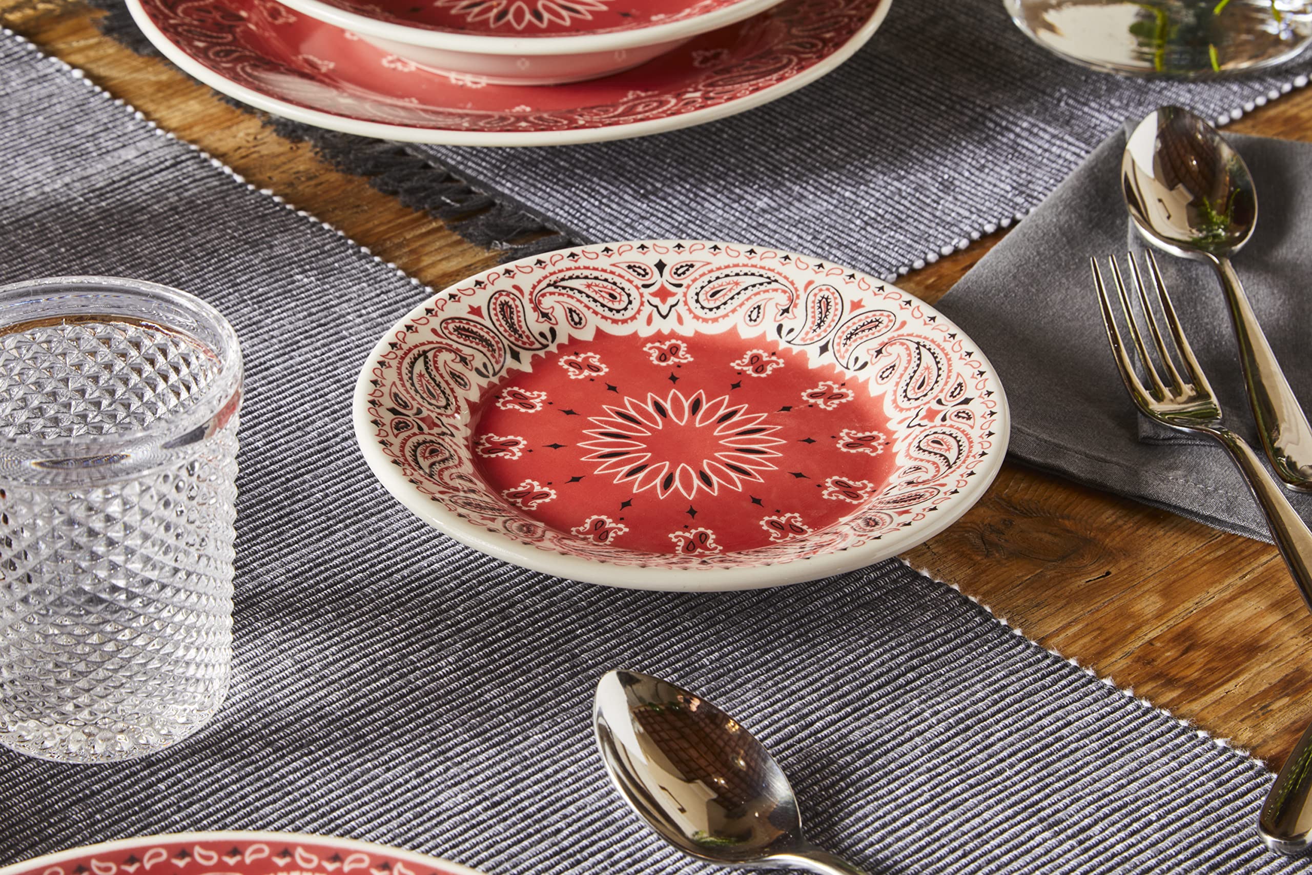 Tognana West, Servizio Piatti per 6 persone, 18 Pezzi, Stoneware, Rosso