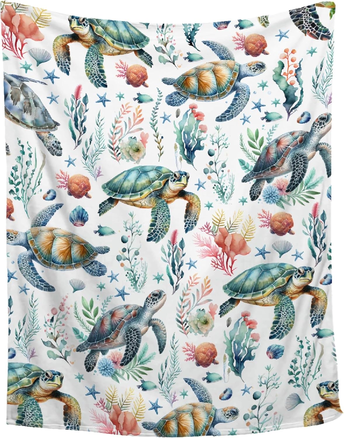 Sea Turtle Blanket Gifts - Ultra Soft,Cozy,Comfy,Warm,Flannel Throw for Couch Sofa Living Room,Ocean Animal Turtles Theme Decor,50"x60"-Teens/Travel Size