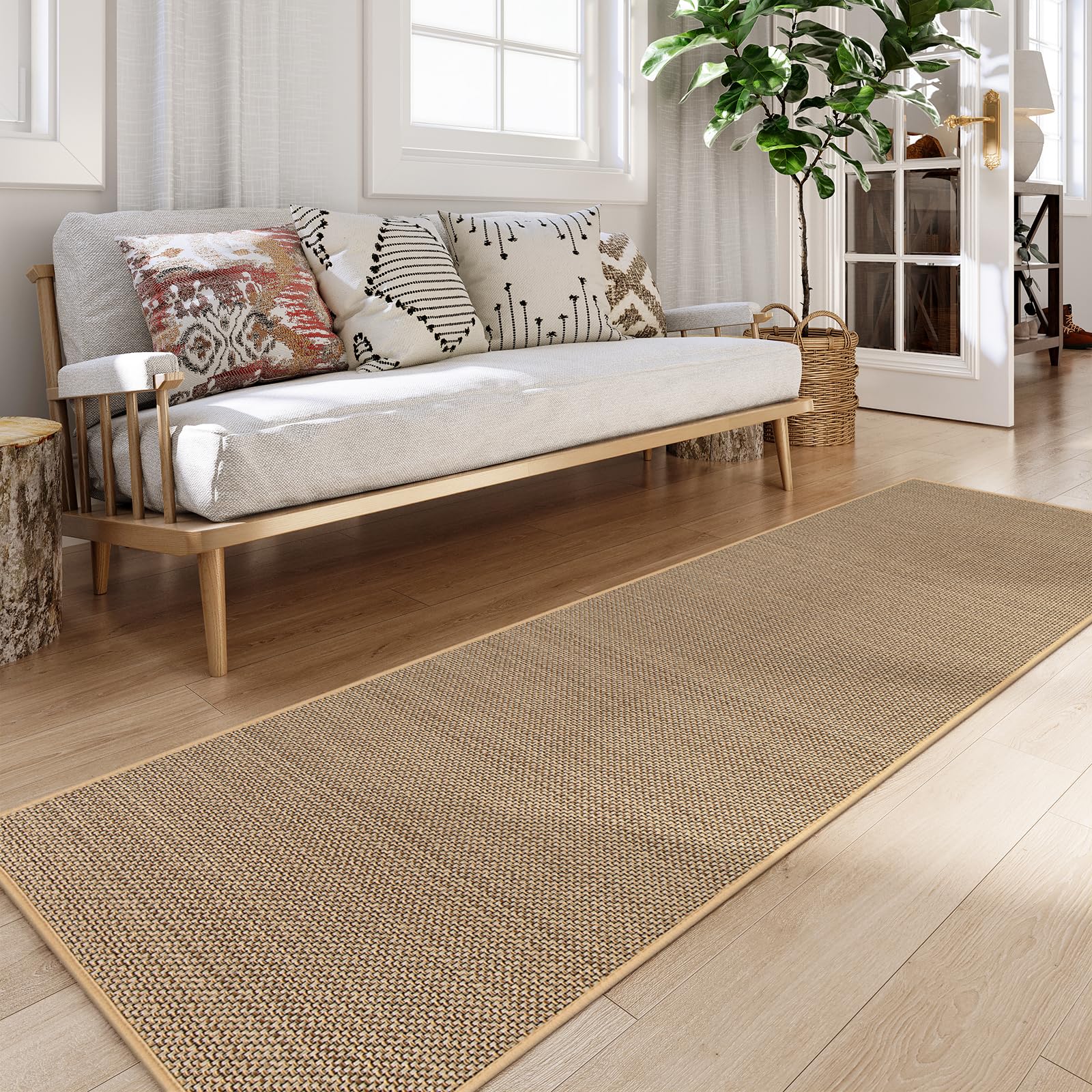 Lahome Farmhouse Washable Runner Rug, 2x8 Hallway Runner Rug Non Slip for Entryway Indoor Washable Carpet for Hallway 8ft Neutral Kitchen Mats for