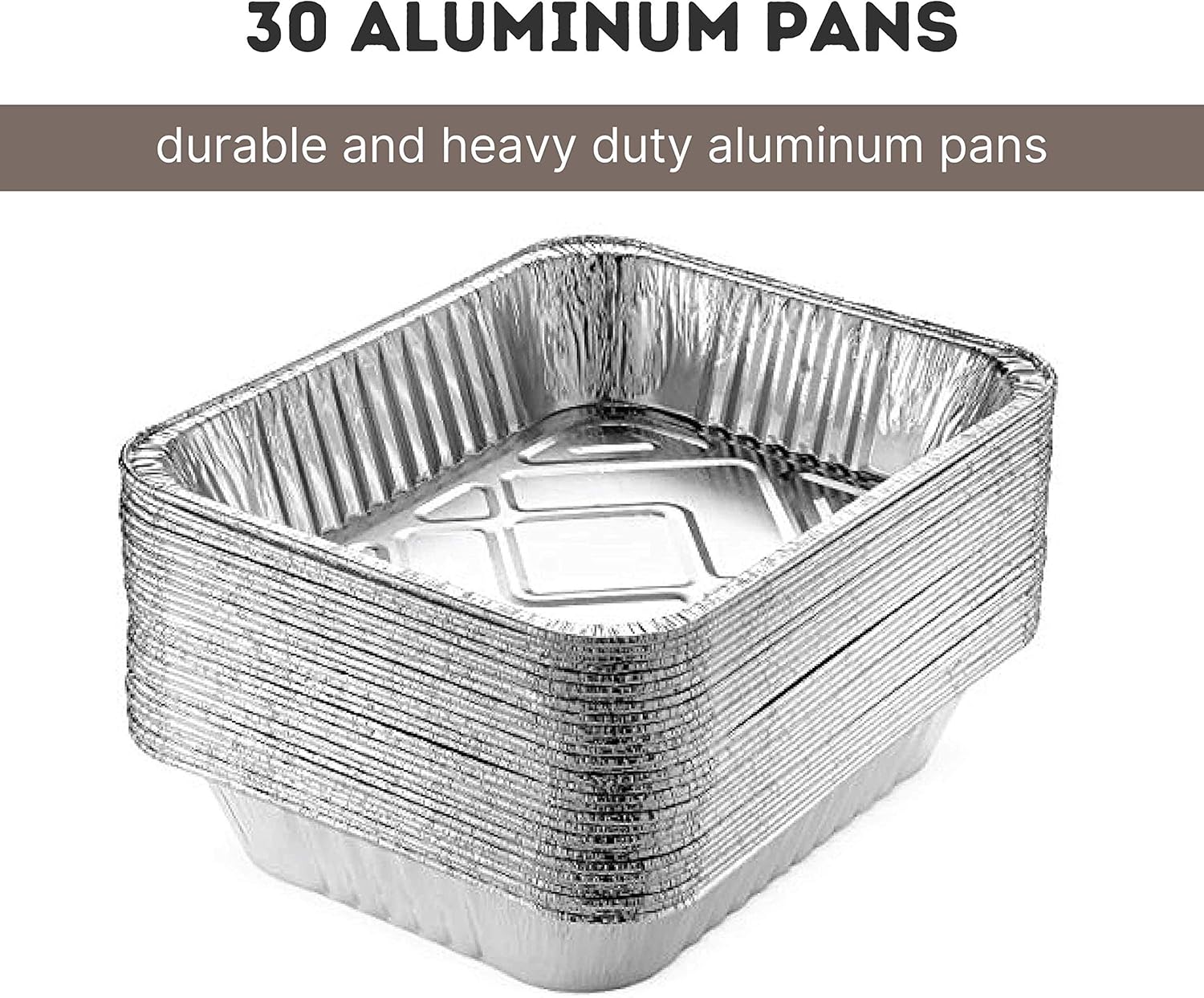 Aluminum Foil Pans(30 Pack) - 9x13 Inches Foil Trays with High Heat Conductivity - Disposable Cookware For Baking, Grilling, Cooking, Storing and Prepping - Recyclable Material: Home & Kitchen