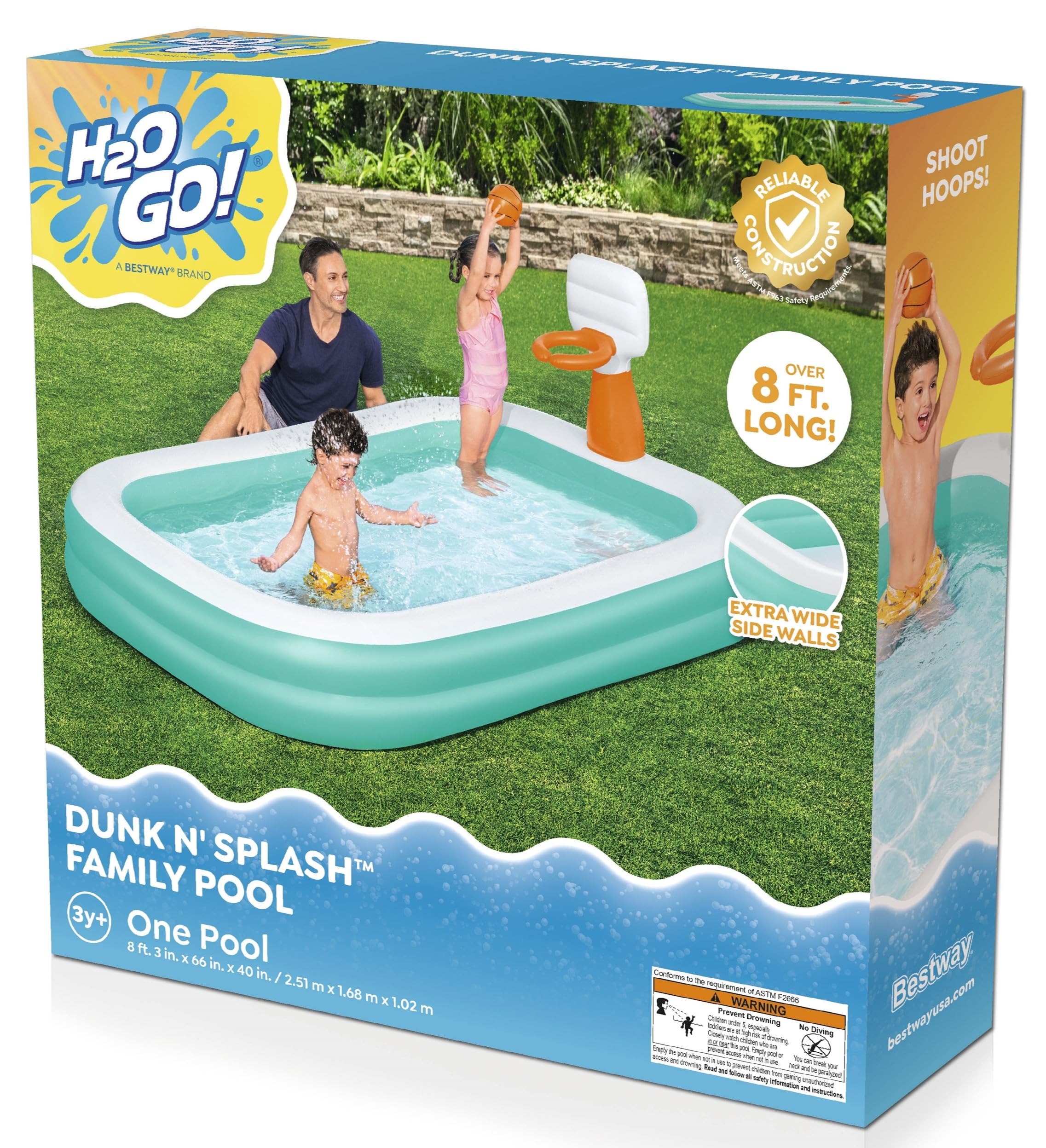 H2ogo Pool Blue Rectangular Family Pool Bestway H2OGO Rectangular