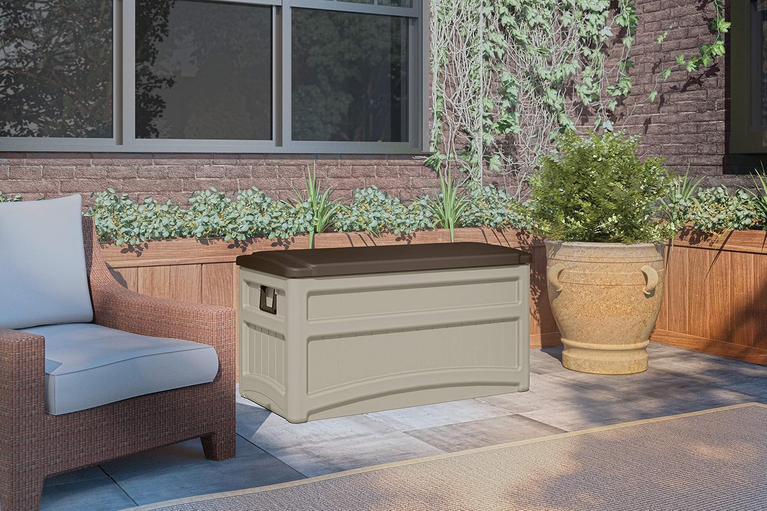 Suncast DB8000B Deck Box, Deluxe, Light Taupe