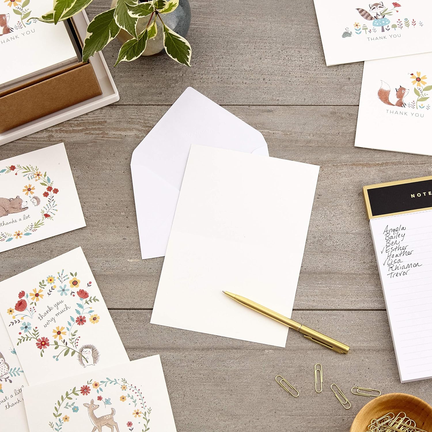 Hallmark Baby Shower Thank You Cards Assortment, Woodland Animals (48 Cards with Envelopes for Baby Boy or Baby Girl) Deer, Owl, Bear, Fox - Image 2