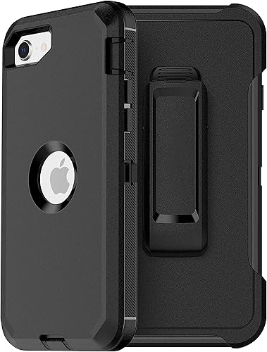 Miniatura 24 de MXX Funda Protectora de Servicio Pesado para iPhone SE 2020/22 con Protector de Pantalla, 3 Capas, Goma Resistente, Clip Giratorio de Cinturón de