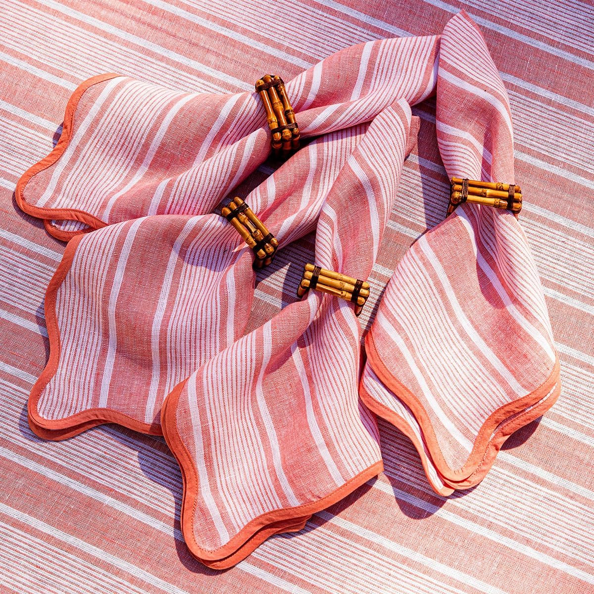 Juliska Cabana Stripe Napkin Set/4 - Coral