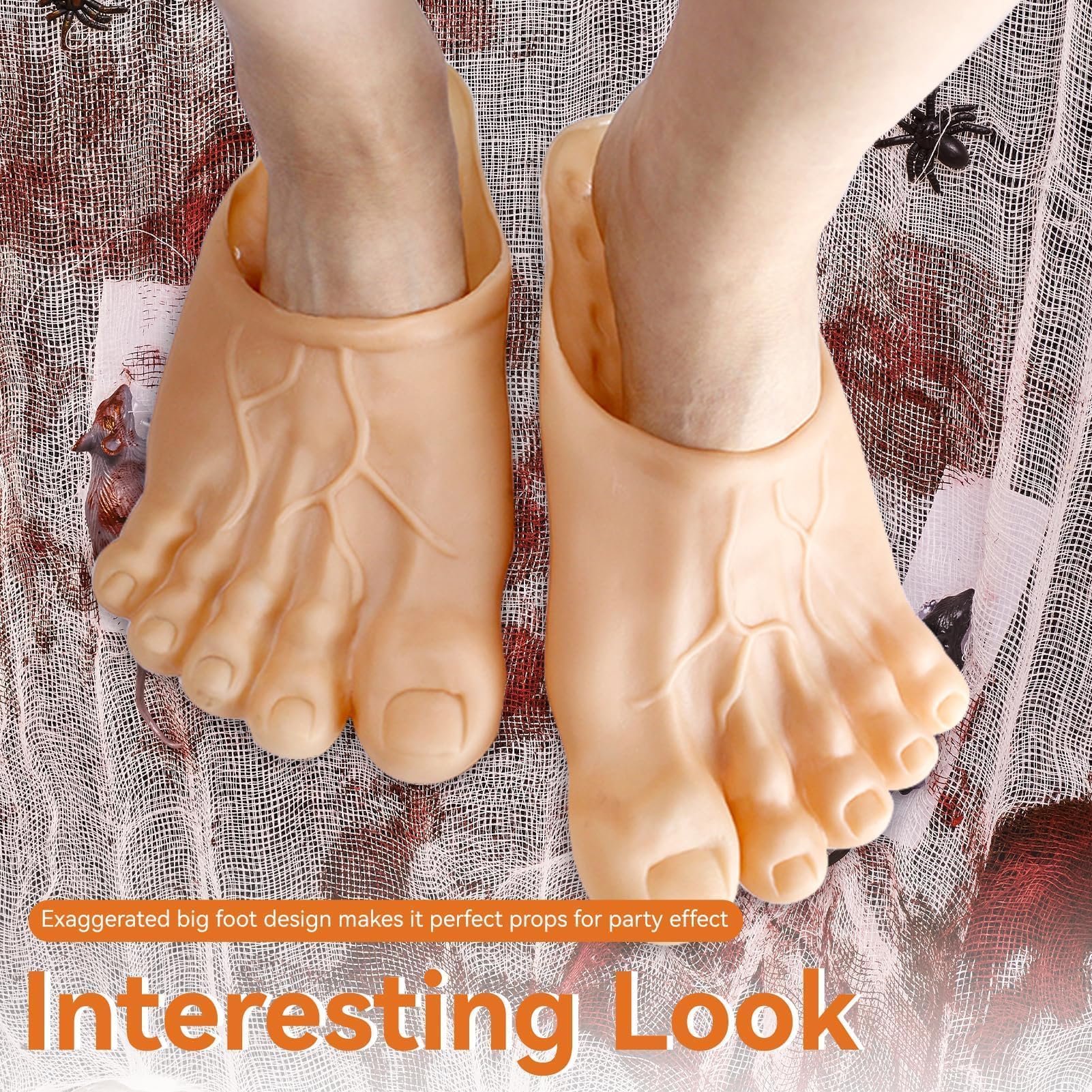 Pantofole per Halloween con Piedi giganti, Foto Ciabatta a Piedi Nudi Unisex Pantofole di Halloween per Costume da Donna Uomo Interno Feste (Marrone)